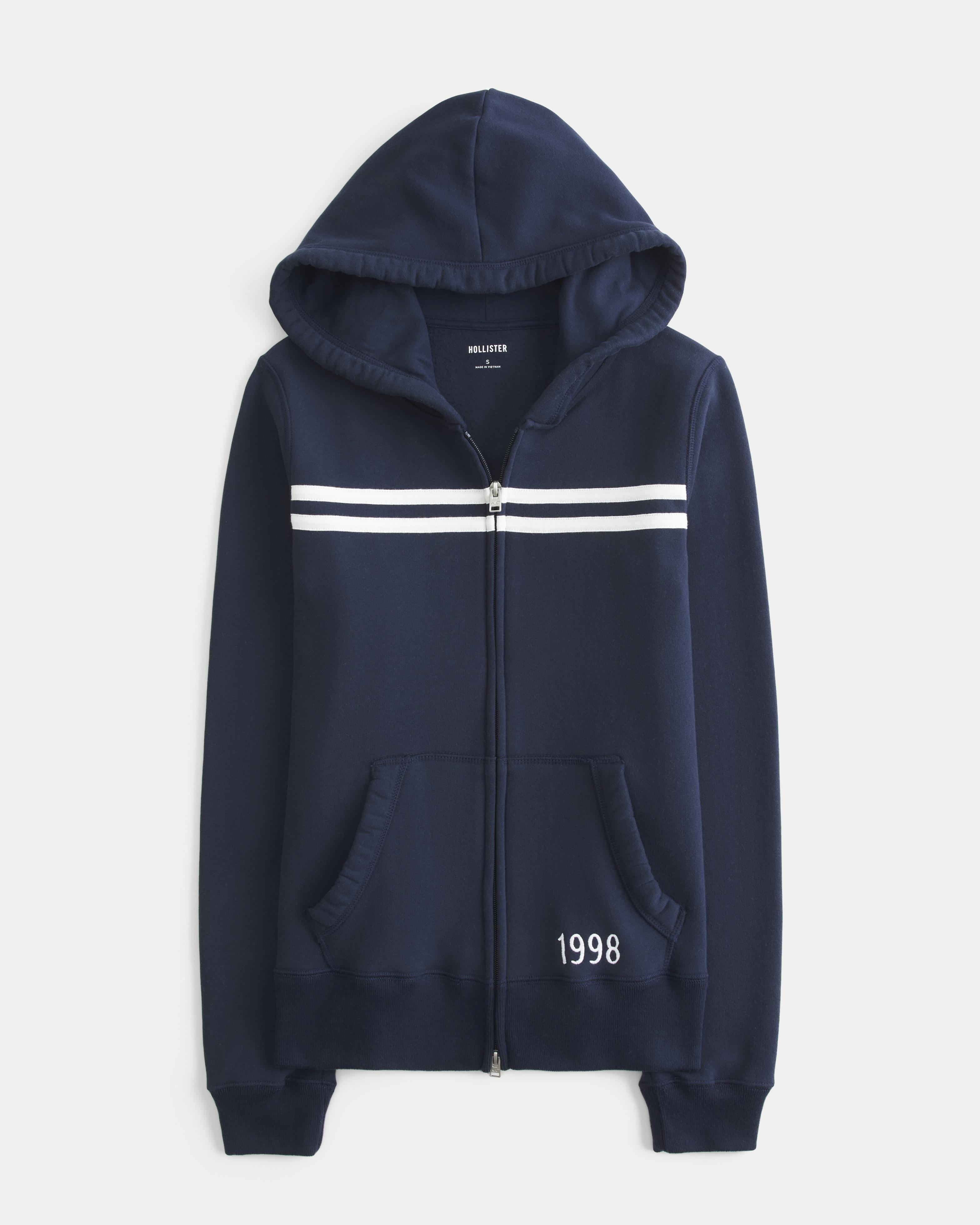 Hollister Slim Striped 1998 Graphic Zip-up Hoodie in Blue | Lyst UK
