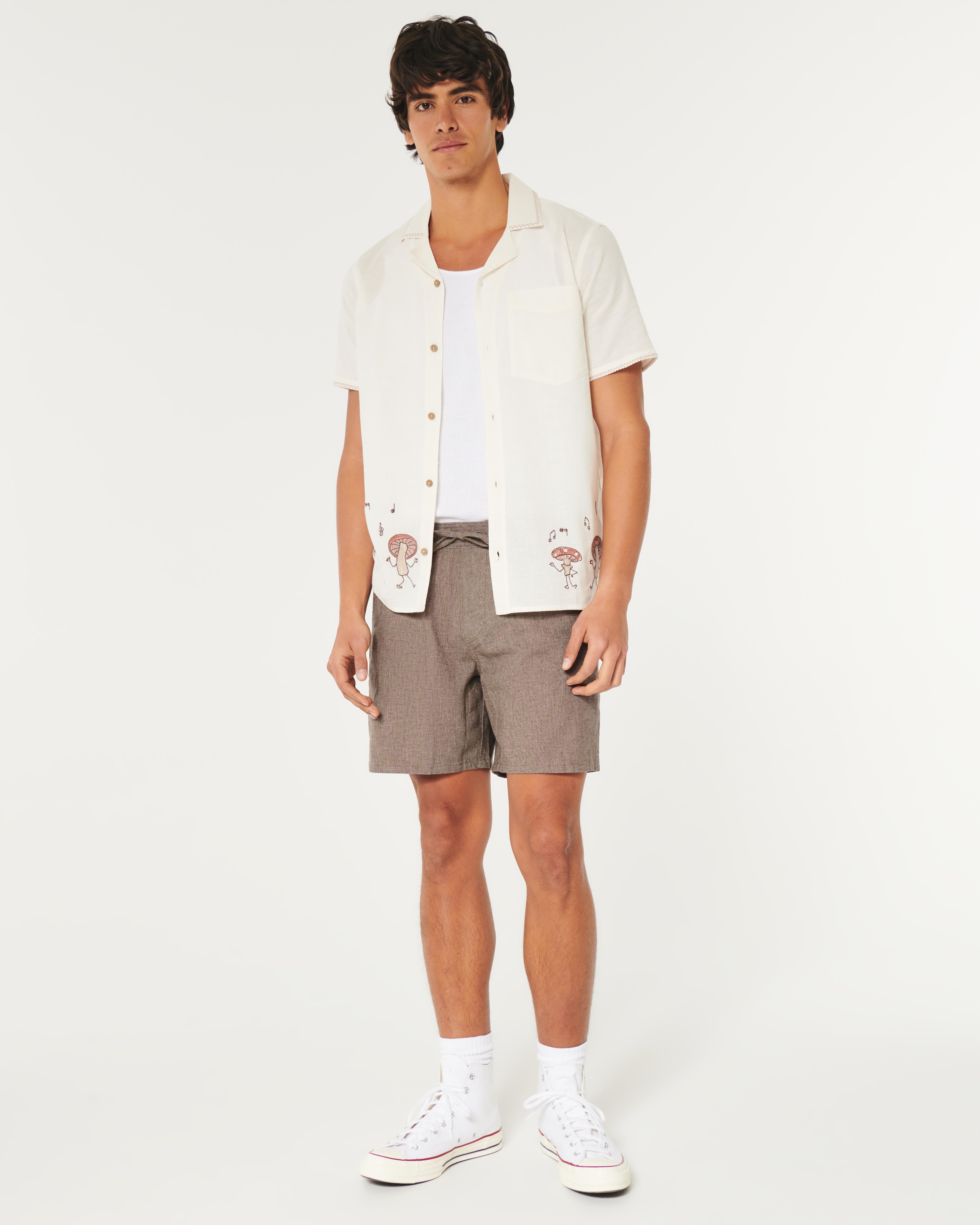 Linen Blend Jogger Shorts Hollister Hollister Linen-blend Jogger