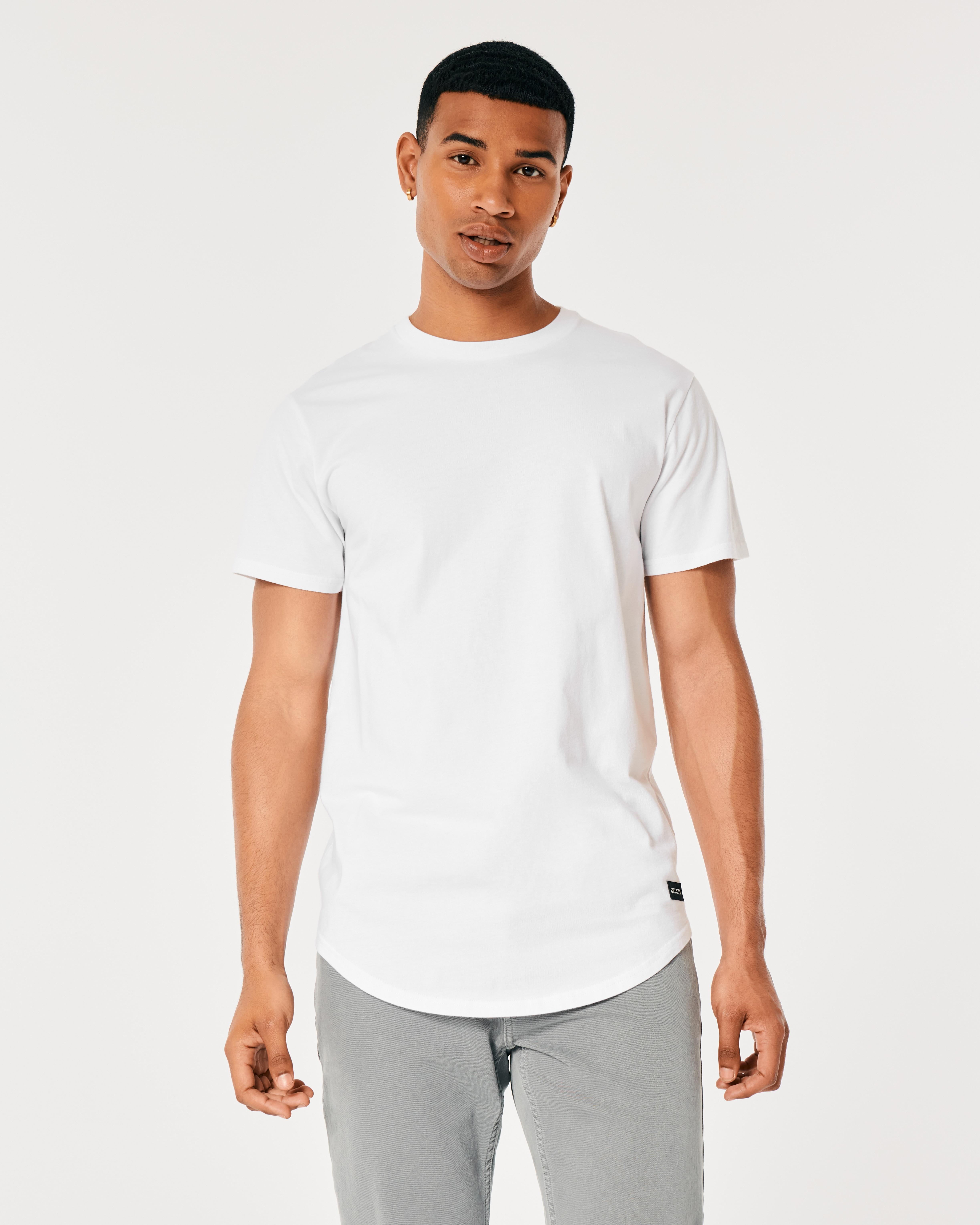 Hollister Longline Curved Hem Crew T shirt in White for Men Lyst UK