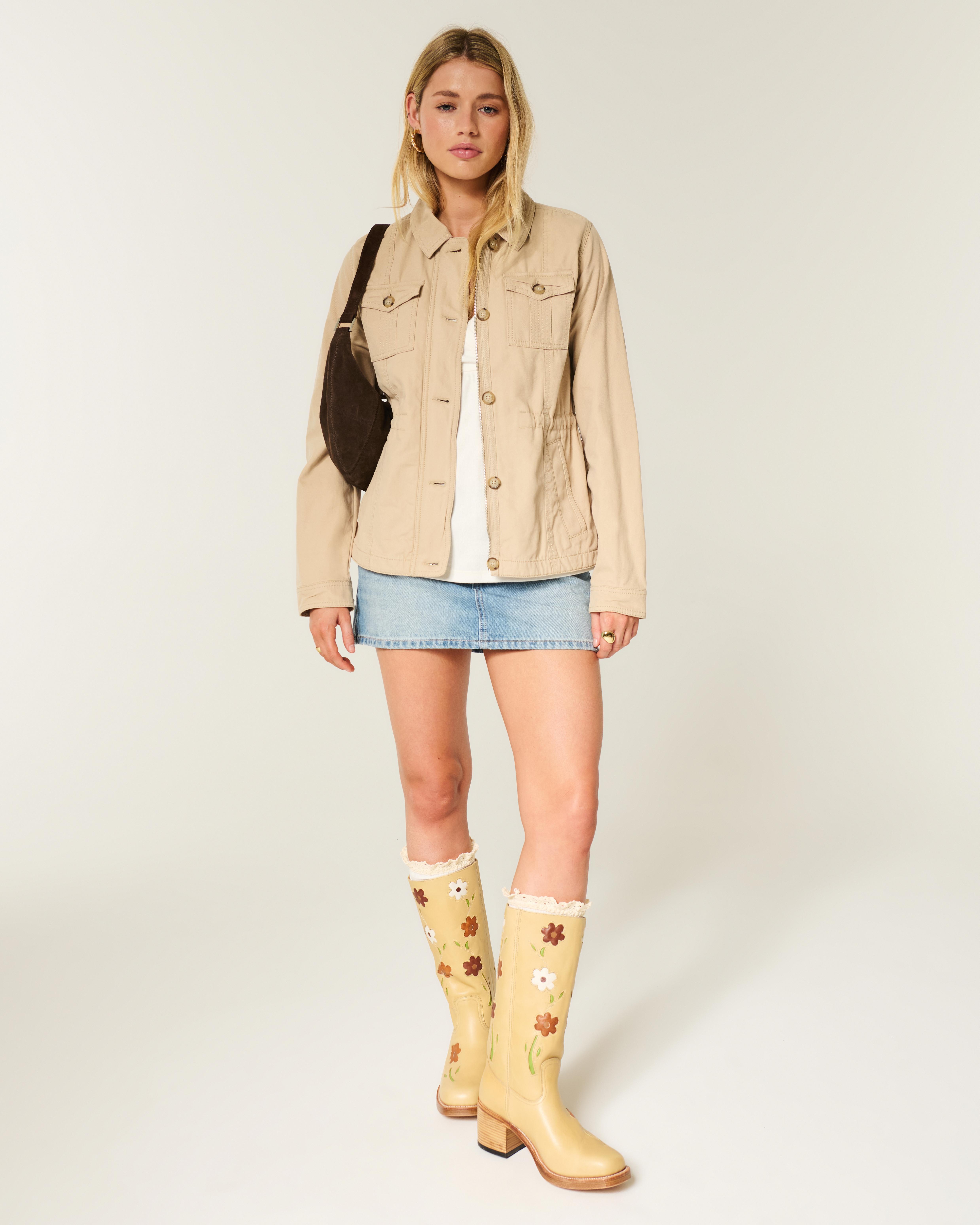 Hollister Twill Y2k Military Jacket in Natural | Lyst UK