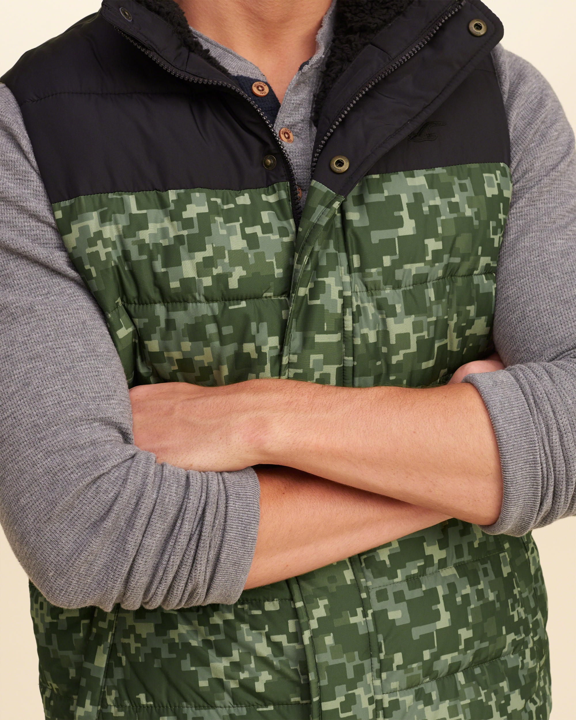 Lyst Hollister Sherpa Lined Puffer Vest in Green for Men