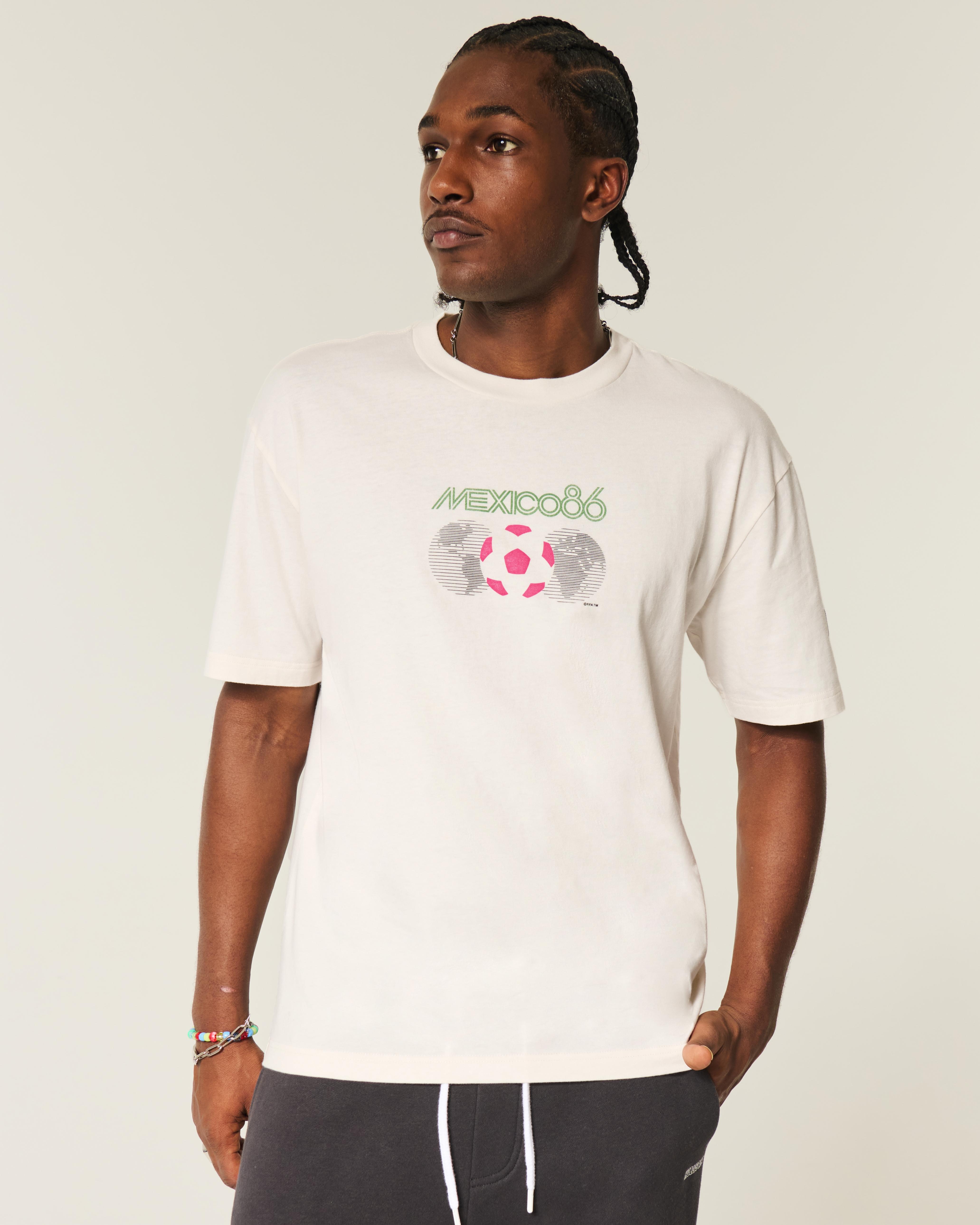 Hollister Boxy Fifa World Cup Mexico 1986 Graphic Tee in White for