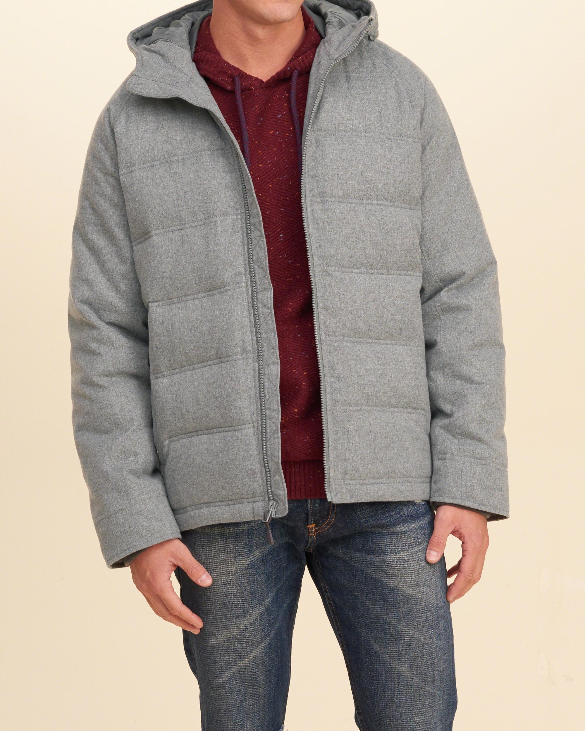 Lyst Hollister Textured Puffer Jacket in Gray for Men