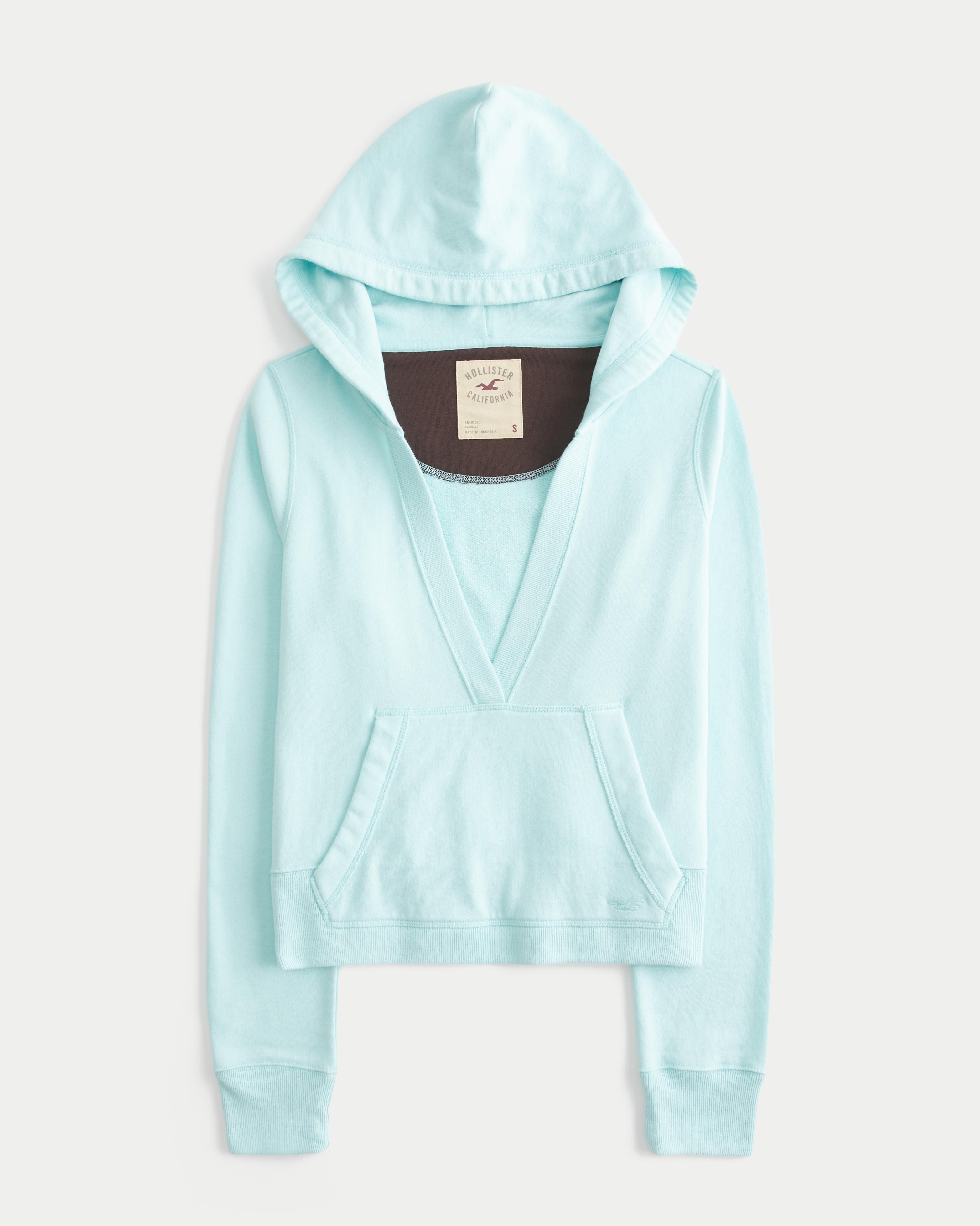 Hollister Easy V-neck Hoodie in Blue | Lyst UK
