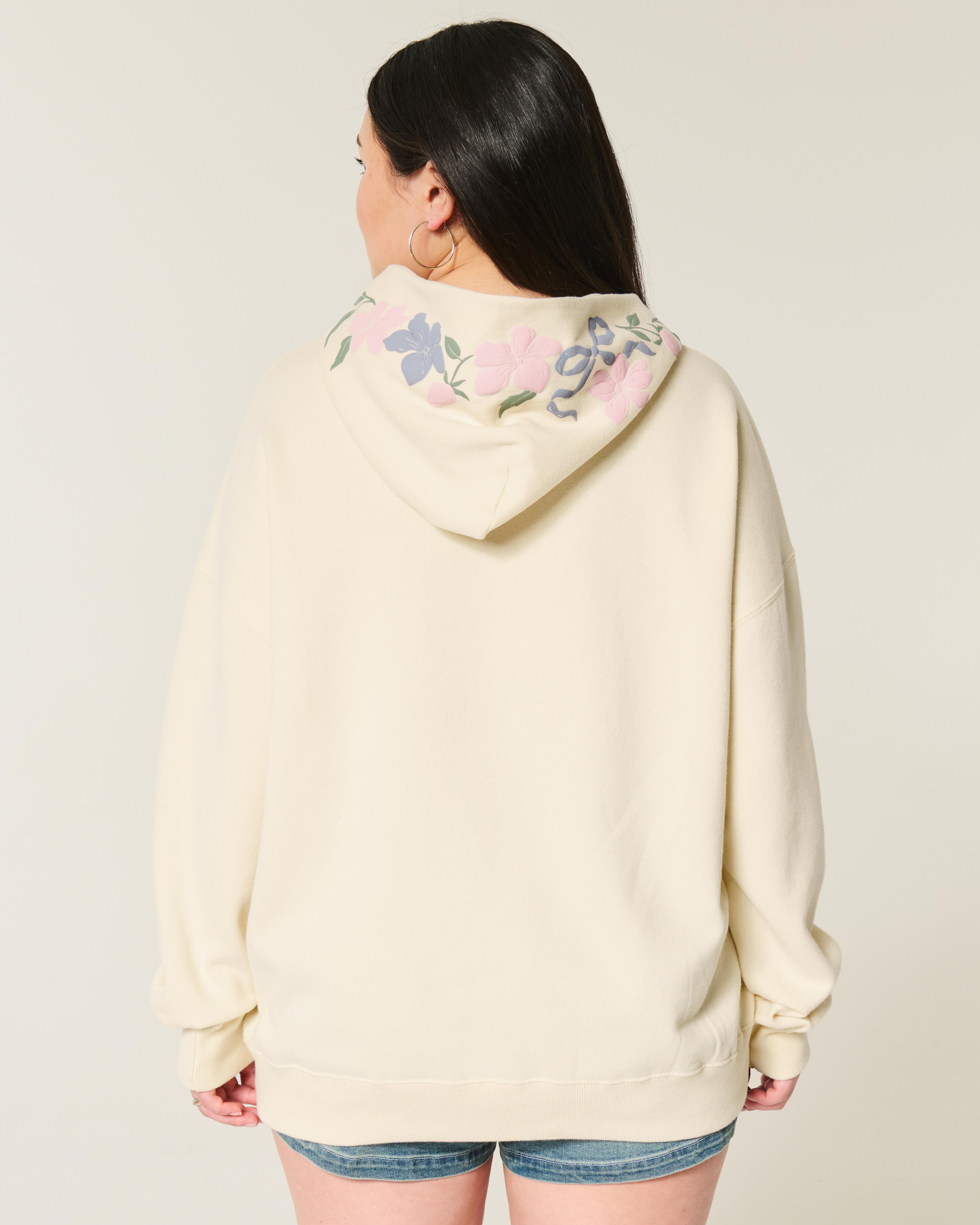 Hollister Oversized Floral Graphic Hoodie in Natural Lyst UK