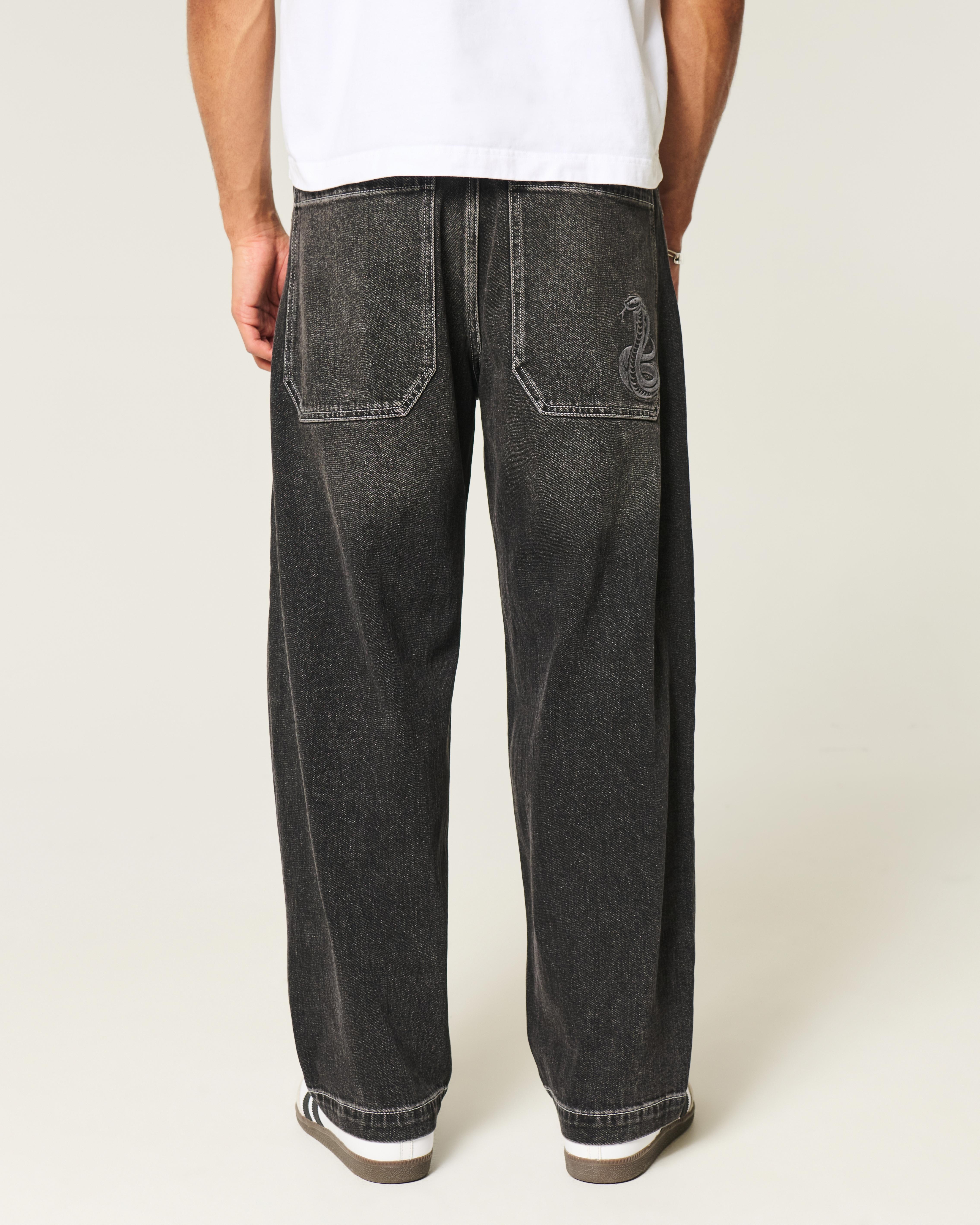 Washed Black Baggy Black Hollister Jeans Mens Bootcut Jeans Black