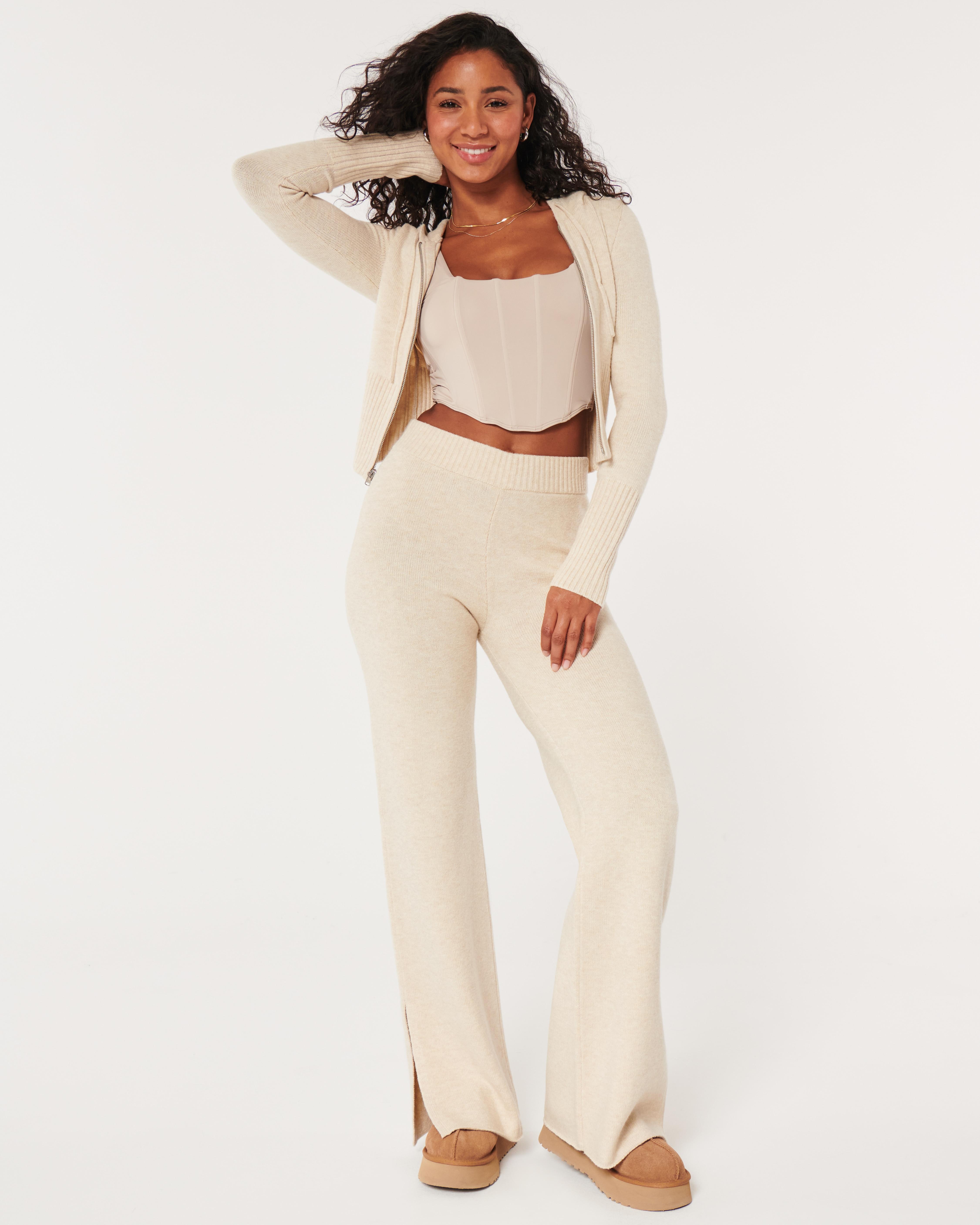 Hollister Gilly Hicks Sweater-knit Flare Pants in Natural Lyst UK