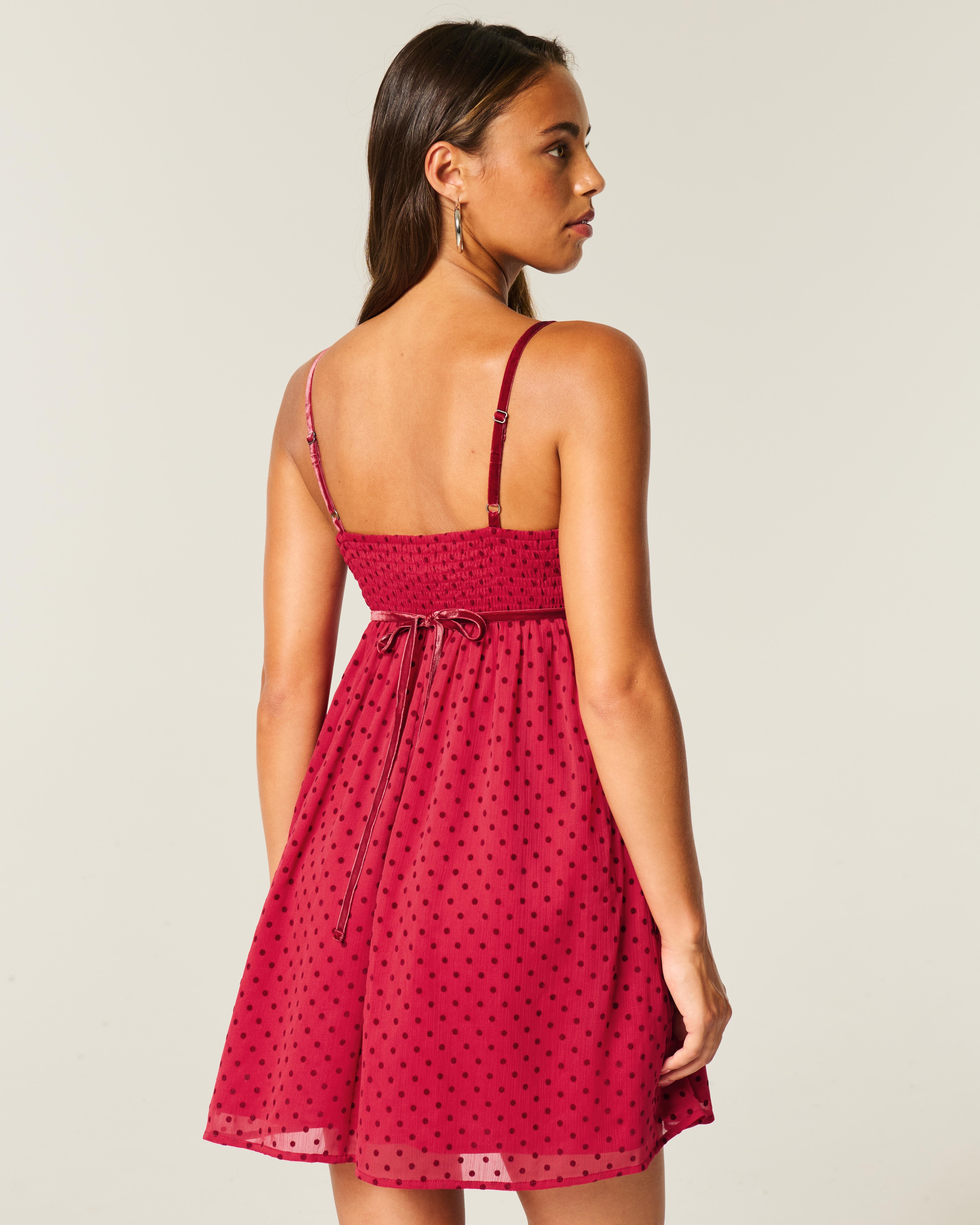 Hollister Chiffon Babydoll Mini Dress in Red | Lyst UK
