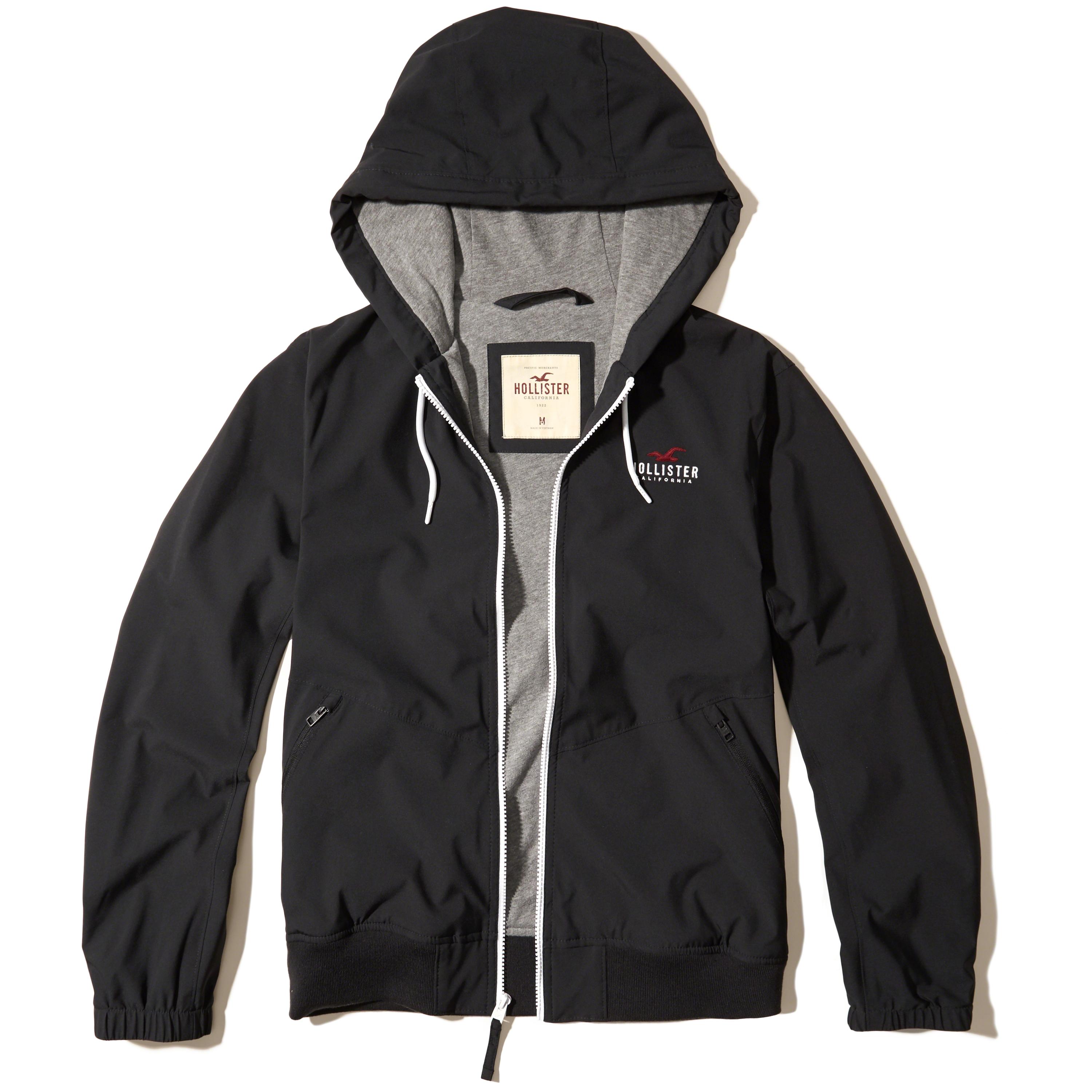 Hollister Synthetic Jersey Lined Nylon Windbreaker in Black for Men Lyst