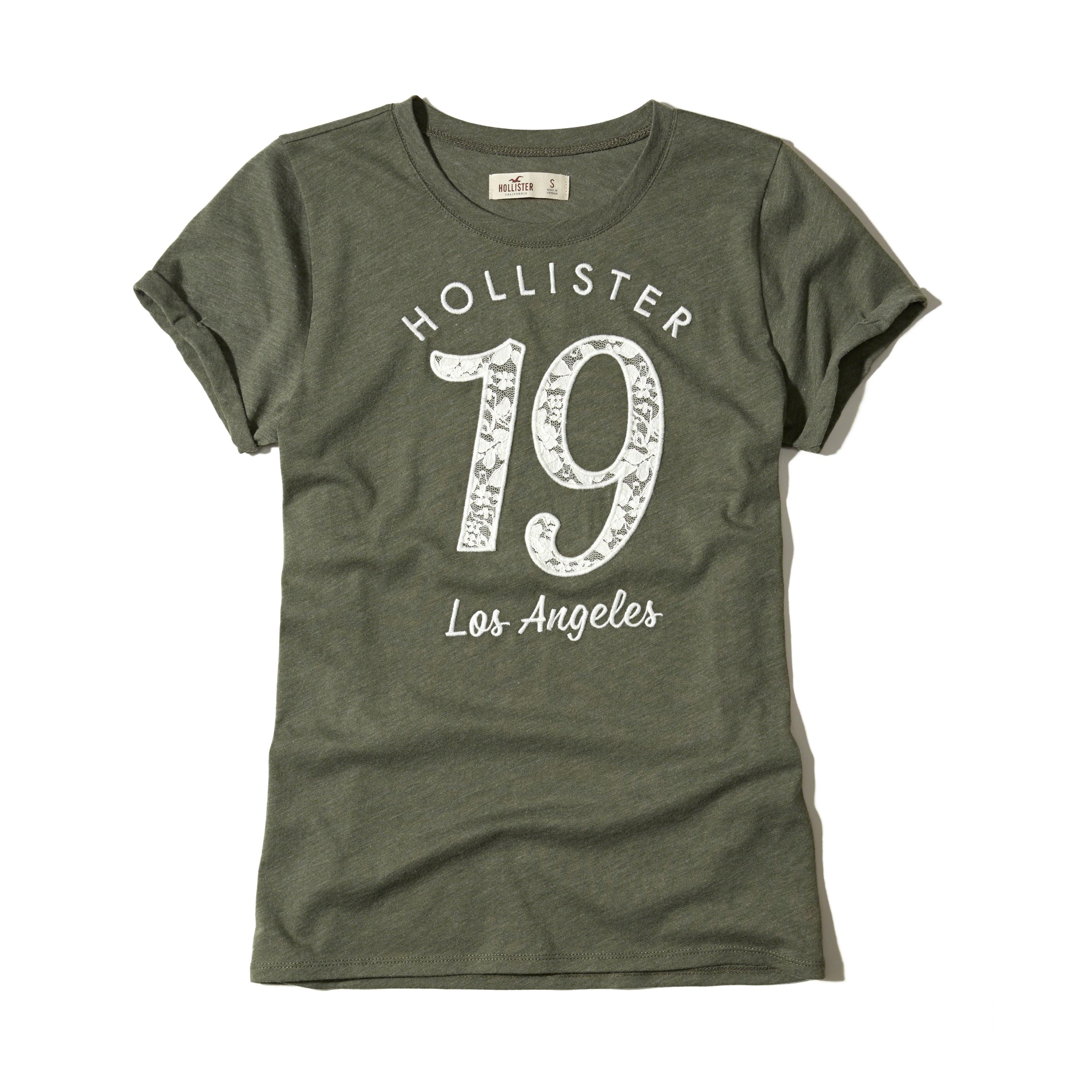 embroidered logo graphic tee hollister