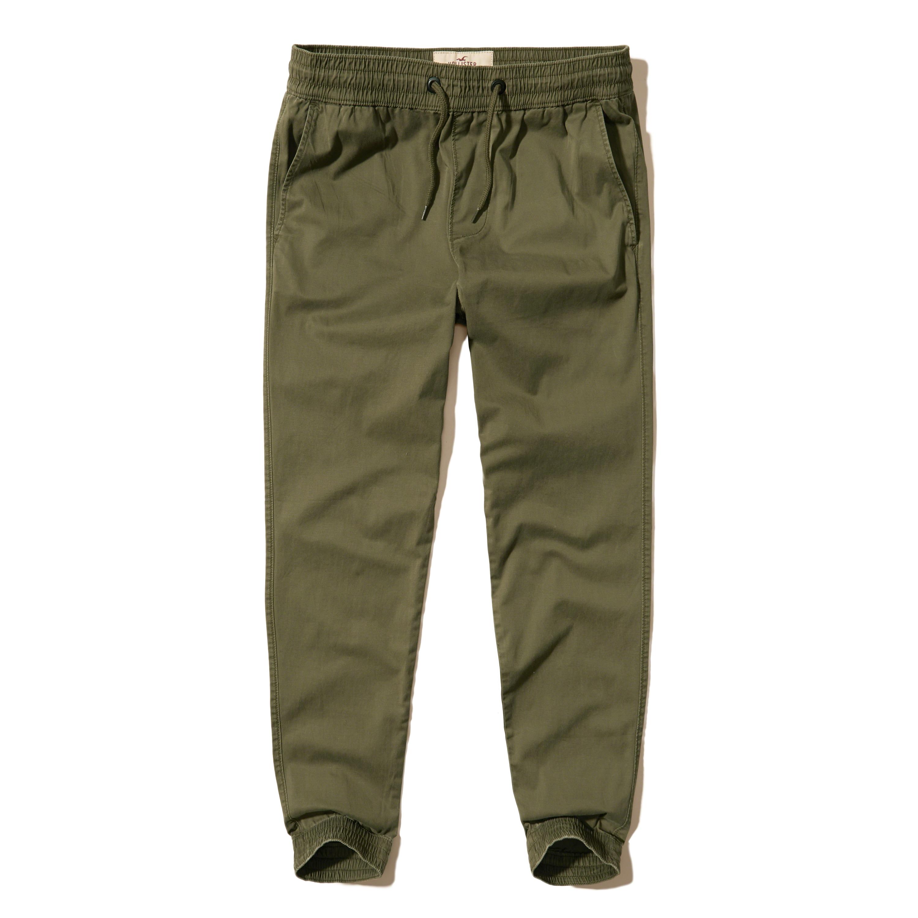 Lyst - Hollister Twill Jogger Pants in Green for Men