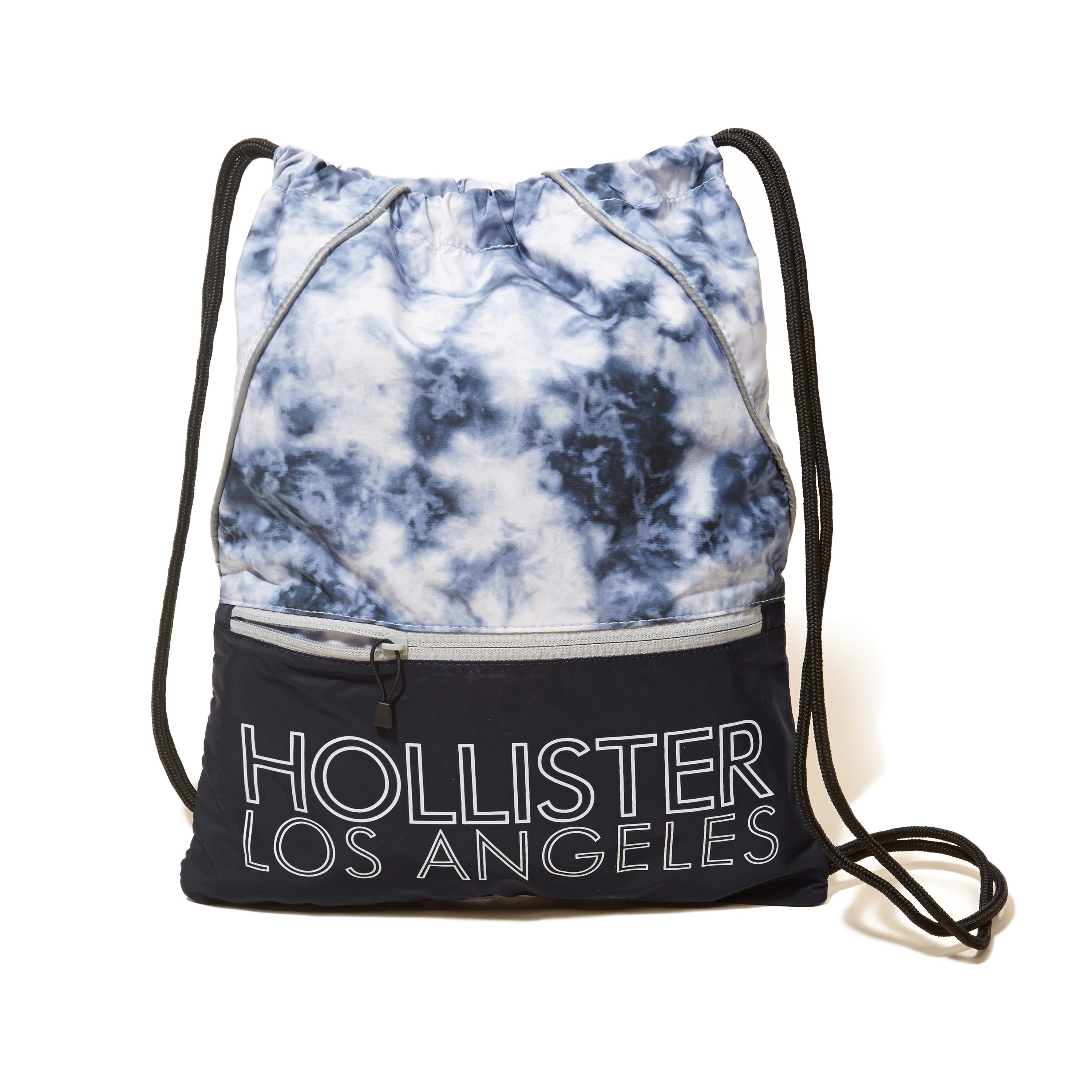 Lyst Hollister Graphic Nylon Drawstring Bag In Blue Gallery