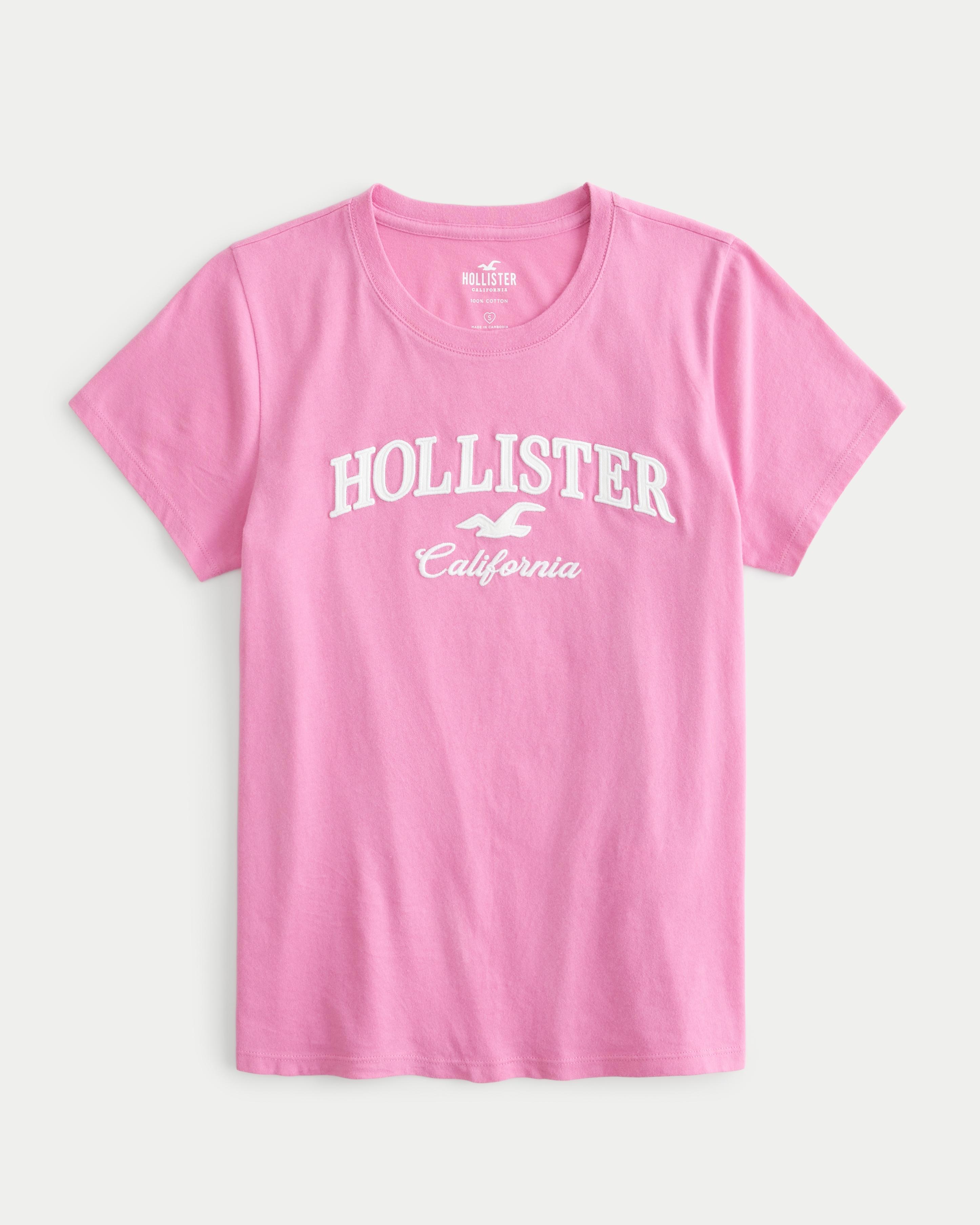 Hollister Easy Logo Graphic Tee in Pink