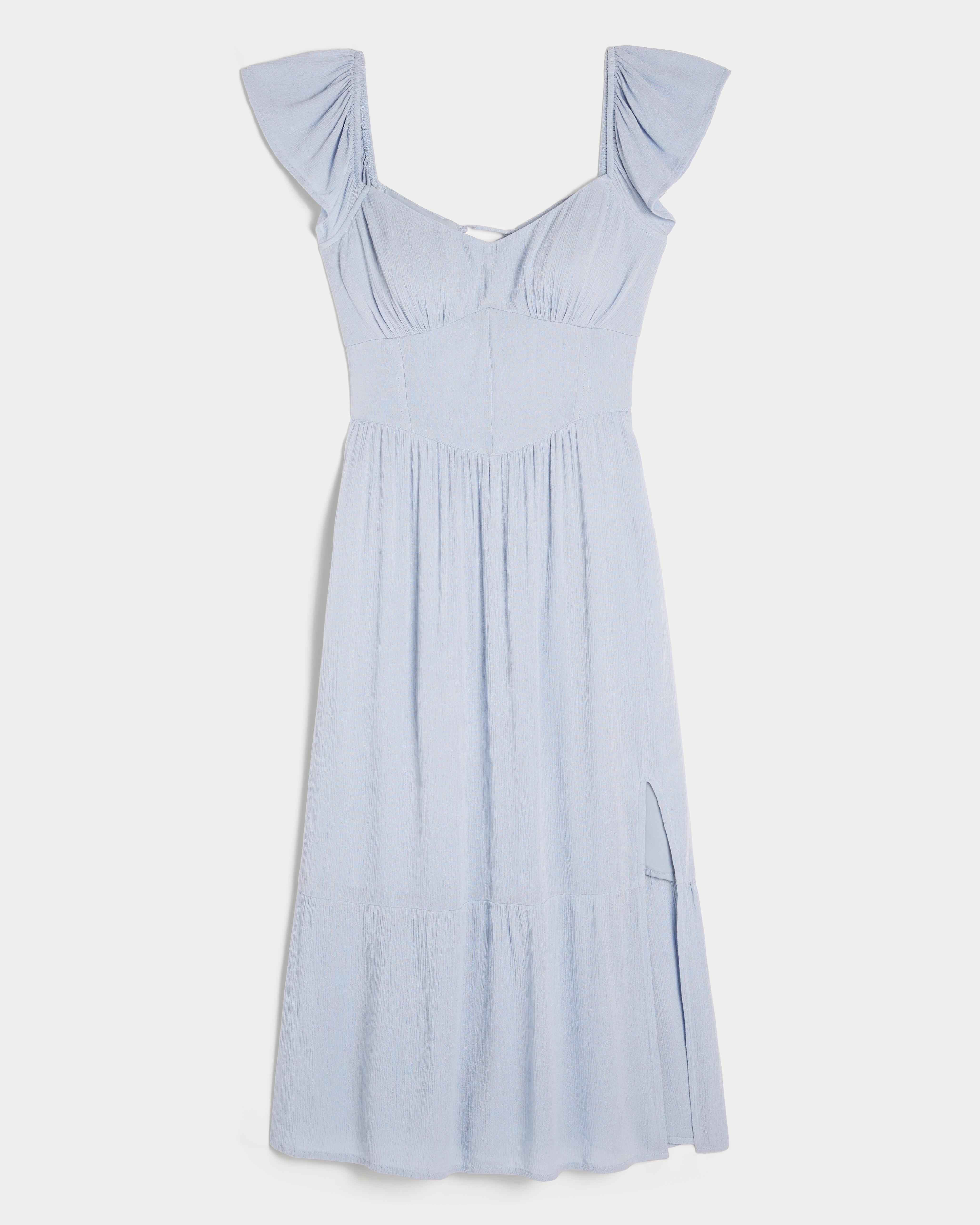 Hollister Lace-up Back Midi Dress in Blue | Lyst UK