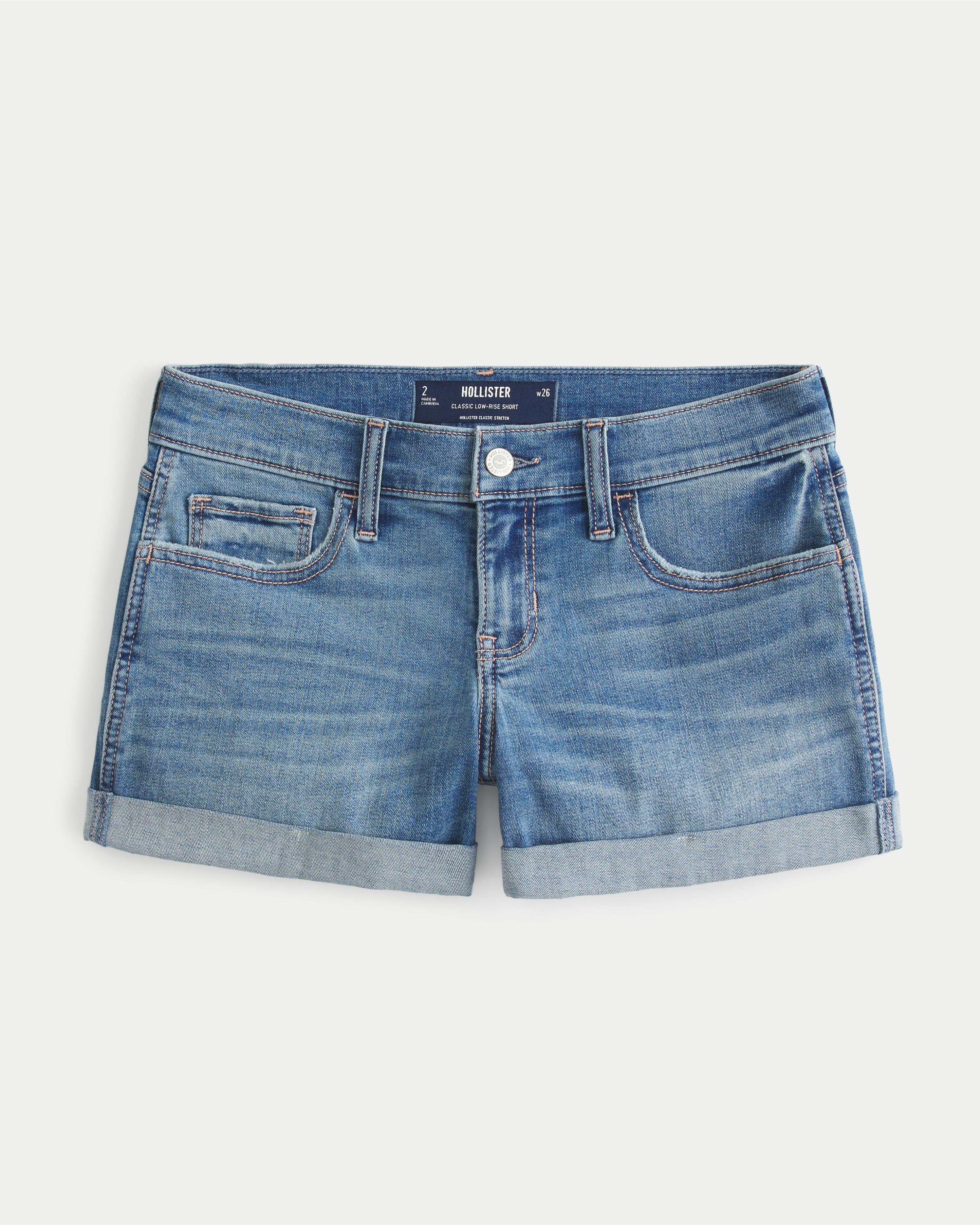 Hollister Low-rise Medium Wash Denim Shorts in Blue