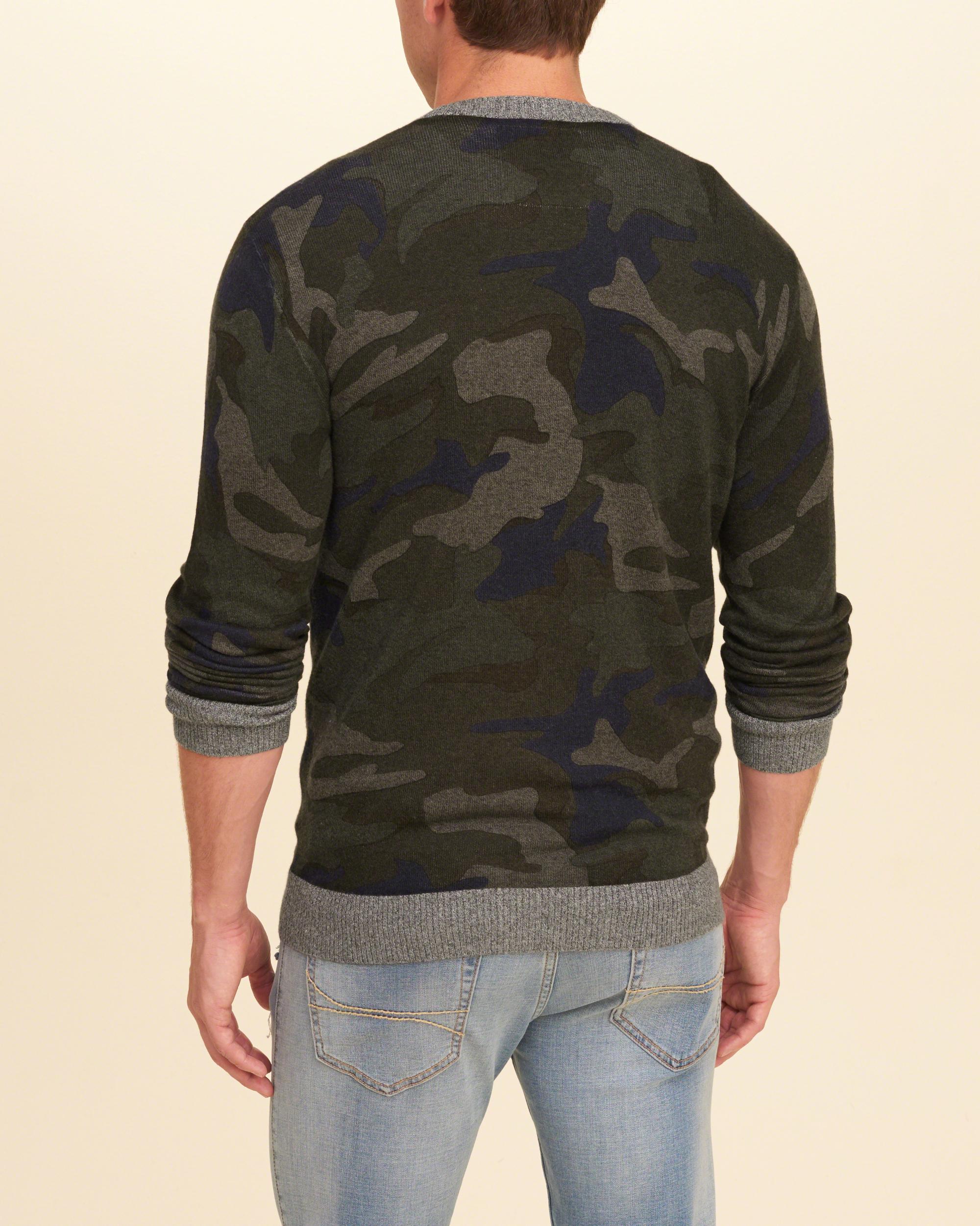 Hollister Cotton Camo Crew Sweater in Green for Men Lyst