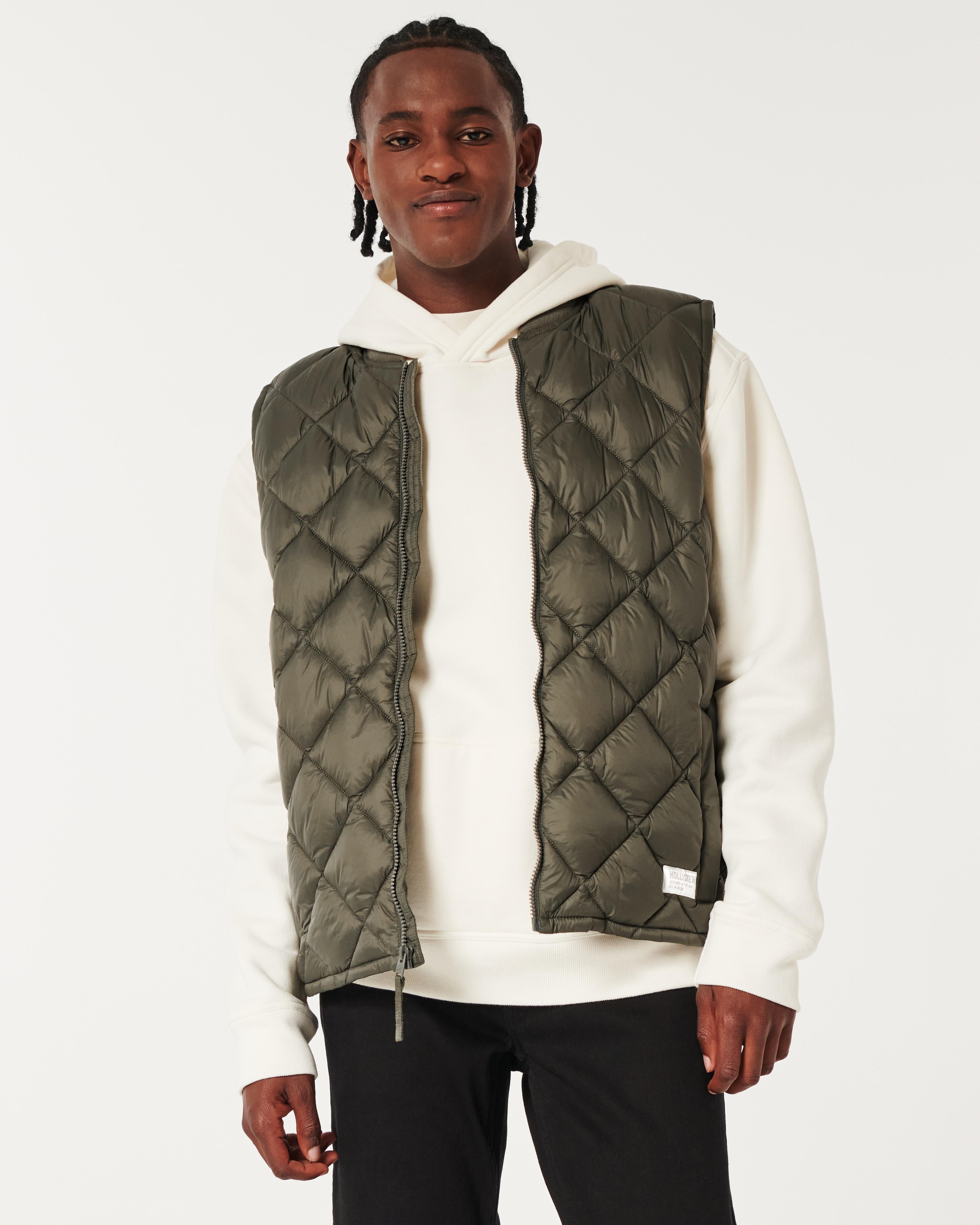 men's olive quilted vest