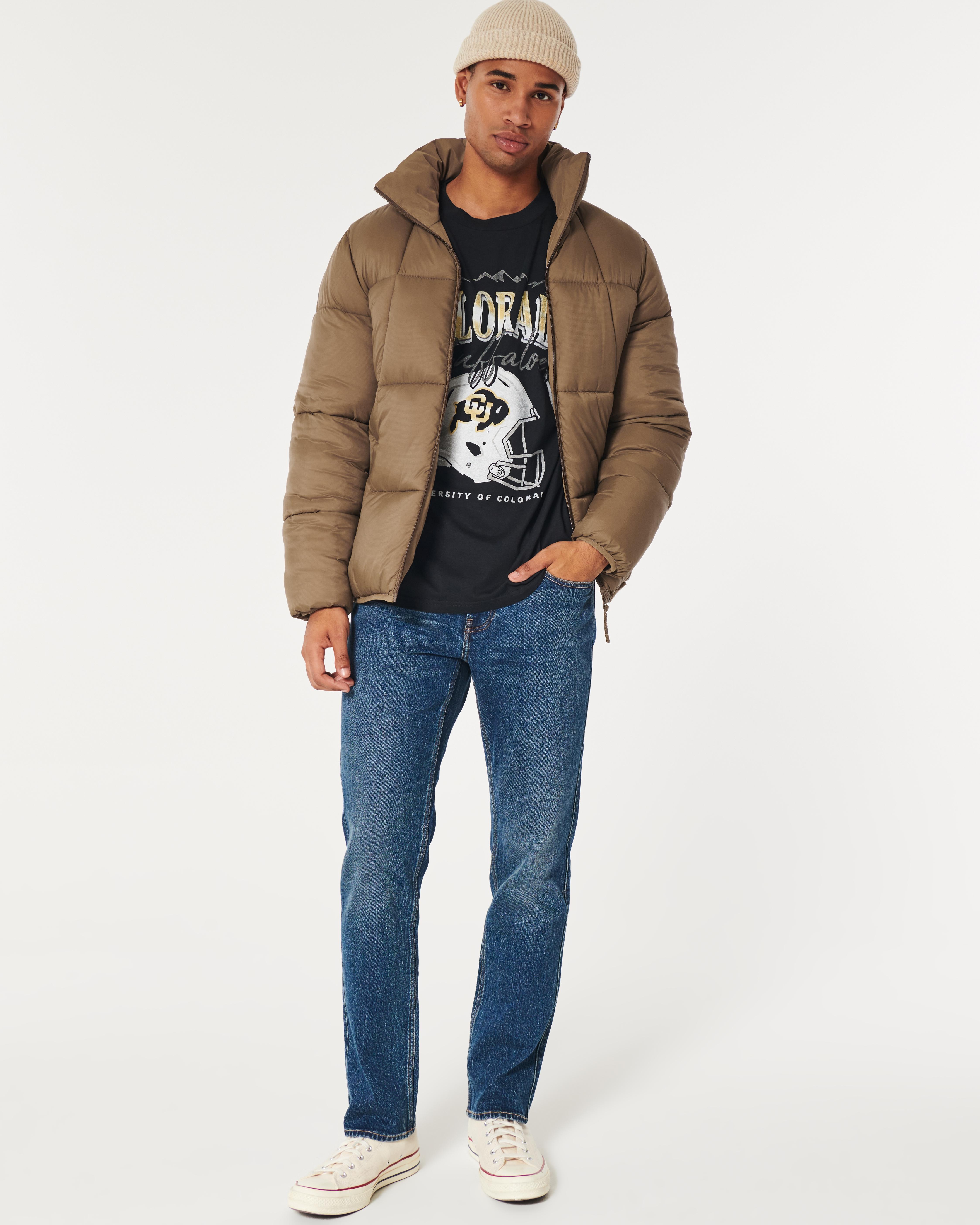 Hollister mockneck puffer jacket red sale