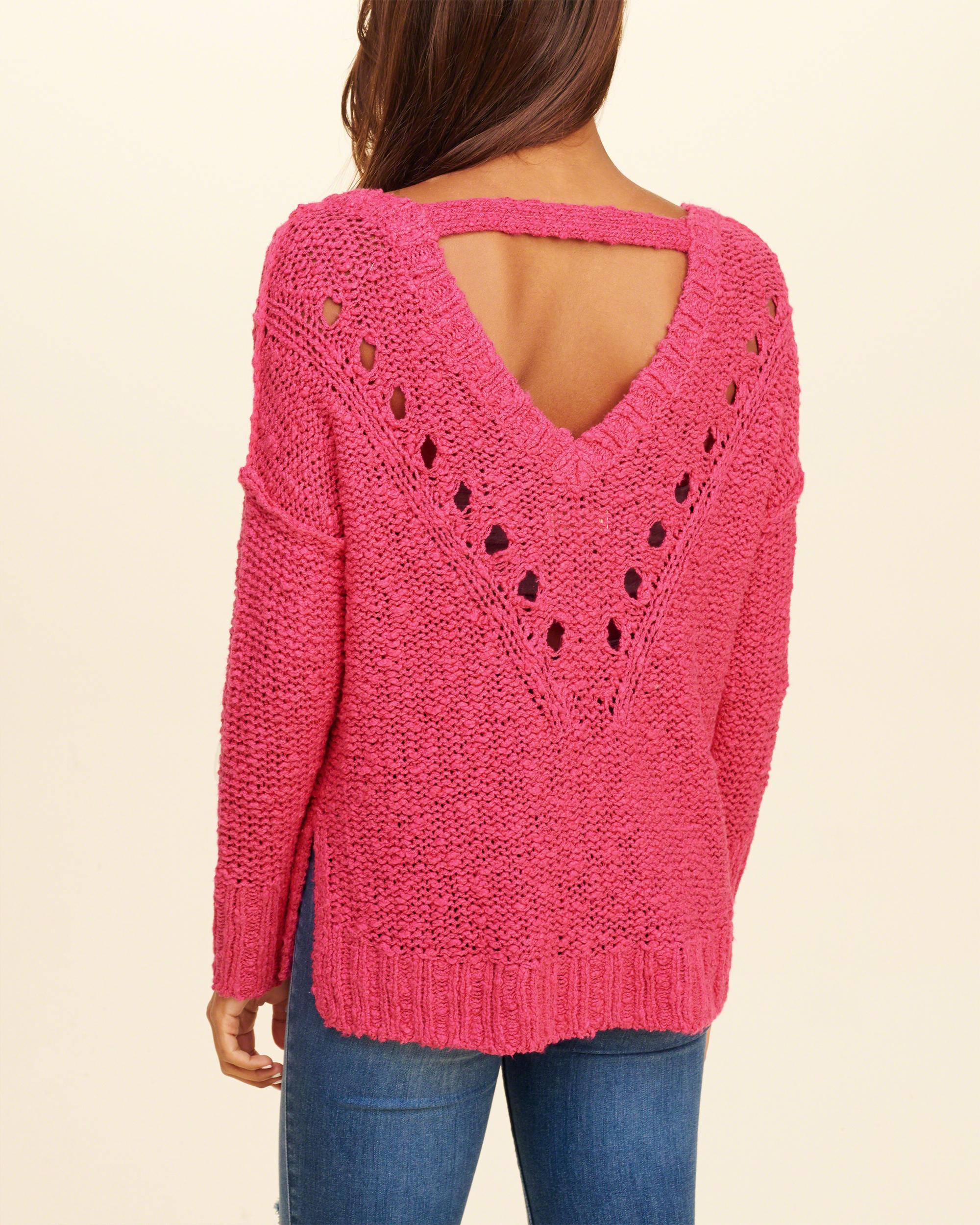 Lyst Hollister Oversized Open Back Sweater in Pink