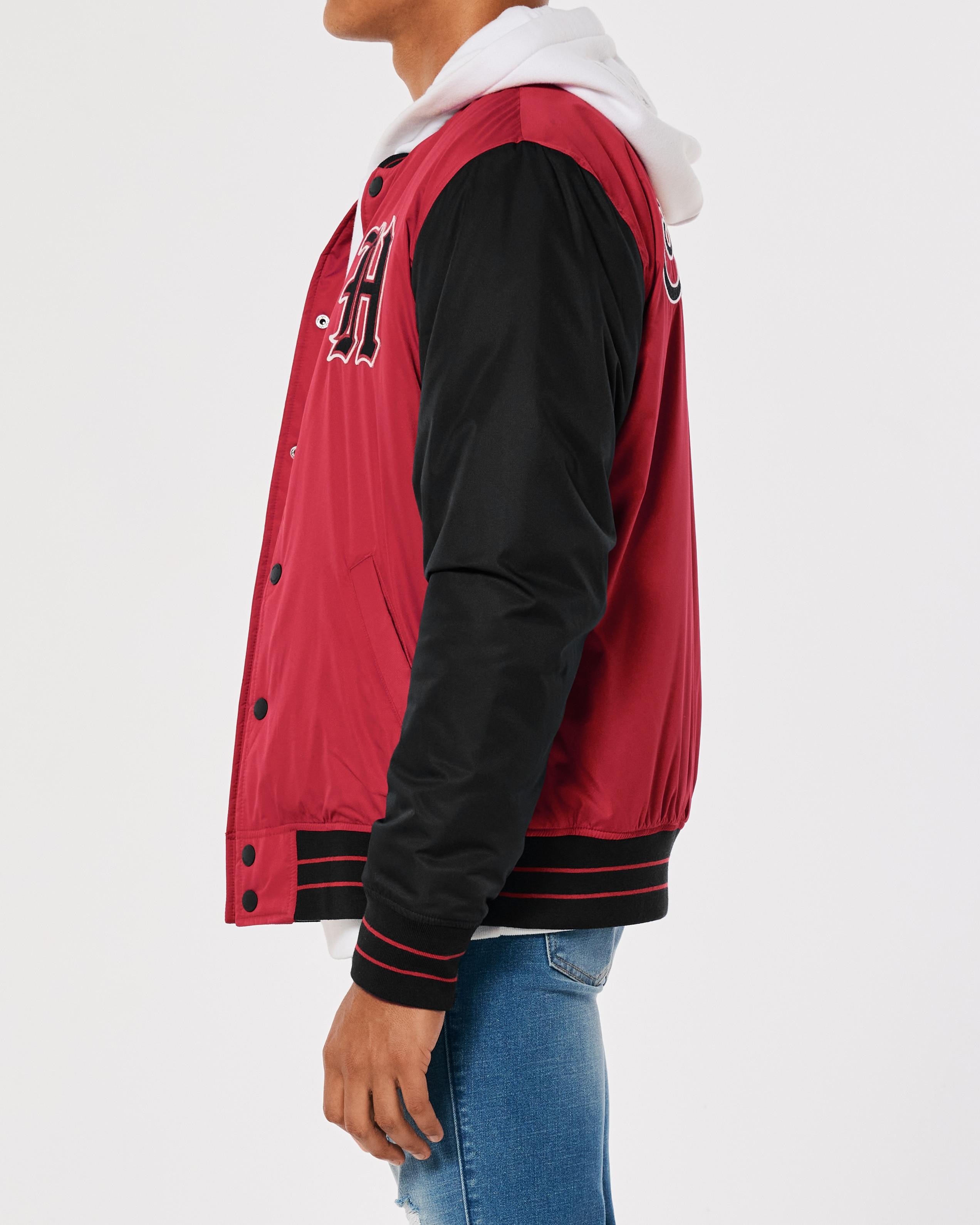 Hollister Sherpa lined Varsity Bomber Jacket in Red for Men Lyst UK