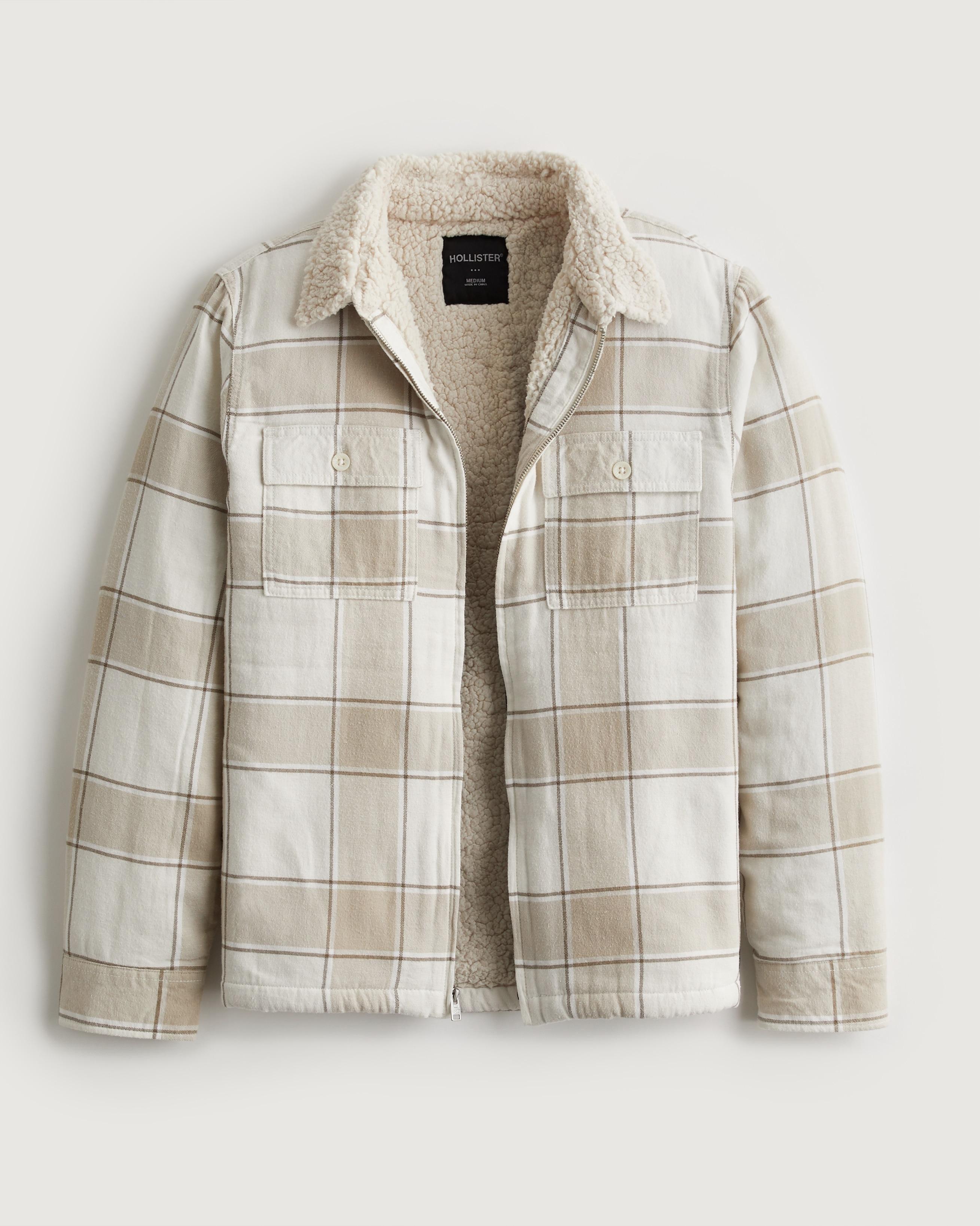 Sherpa Lined Hollister Check Jacket Cinch Men's Plaid Poly-Wool