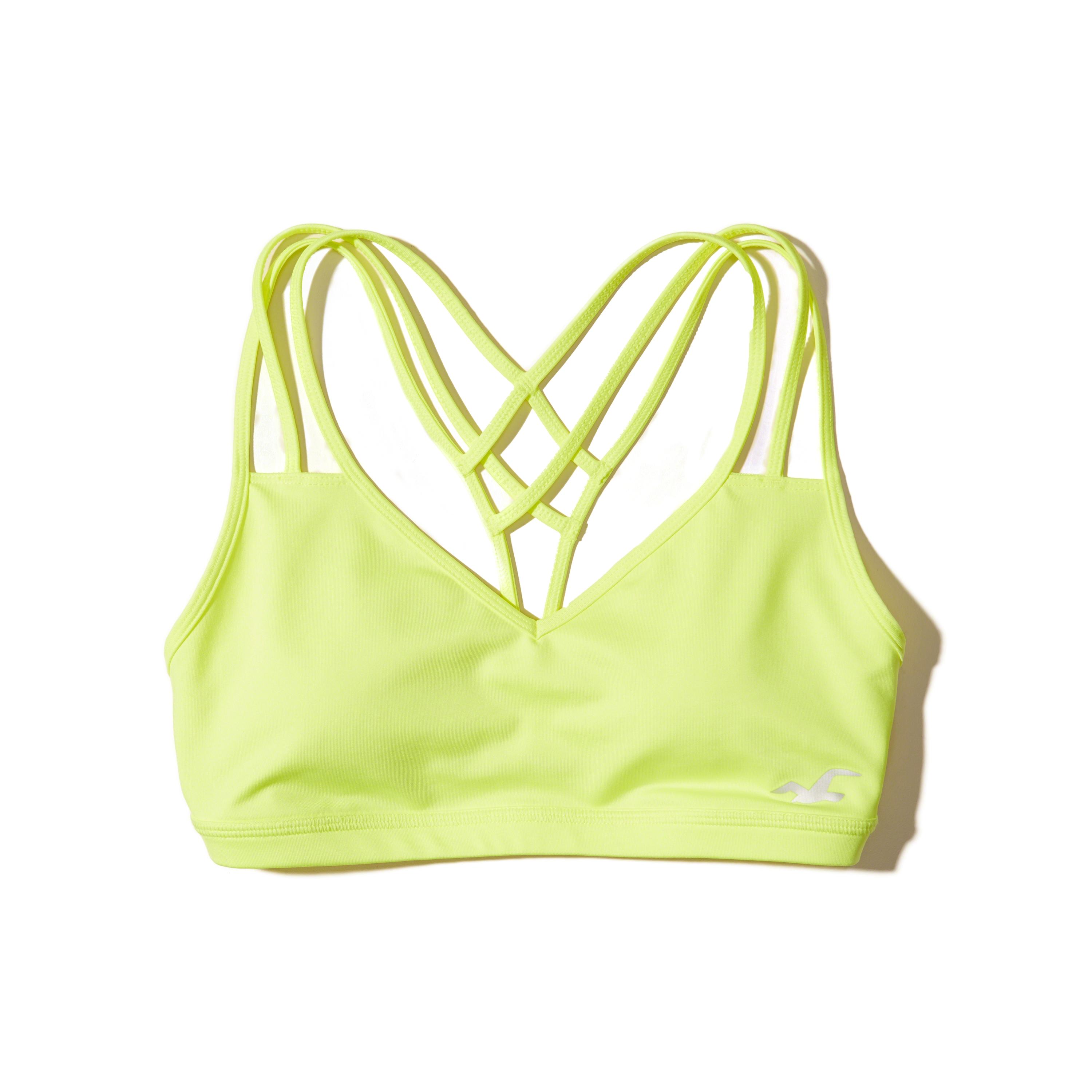 Lyst Hollister Strappy Vneck Sports Bra in Yellow