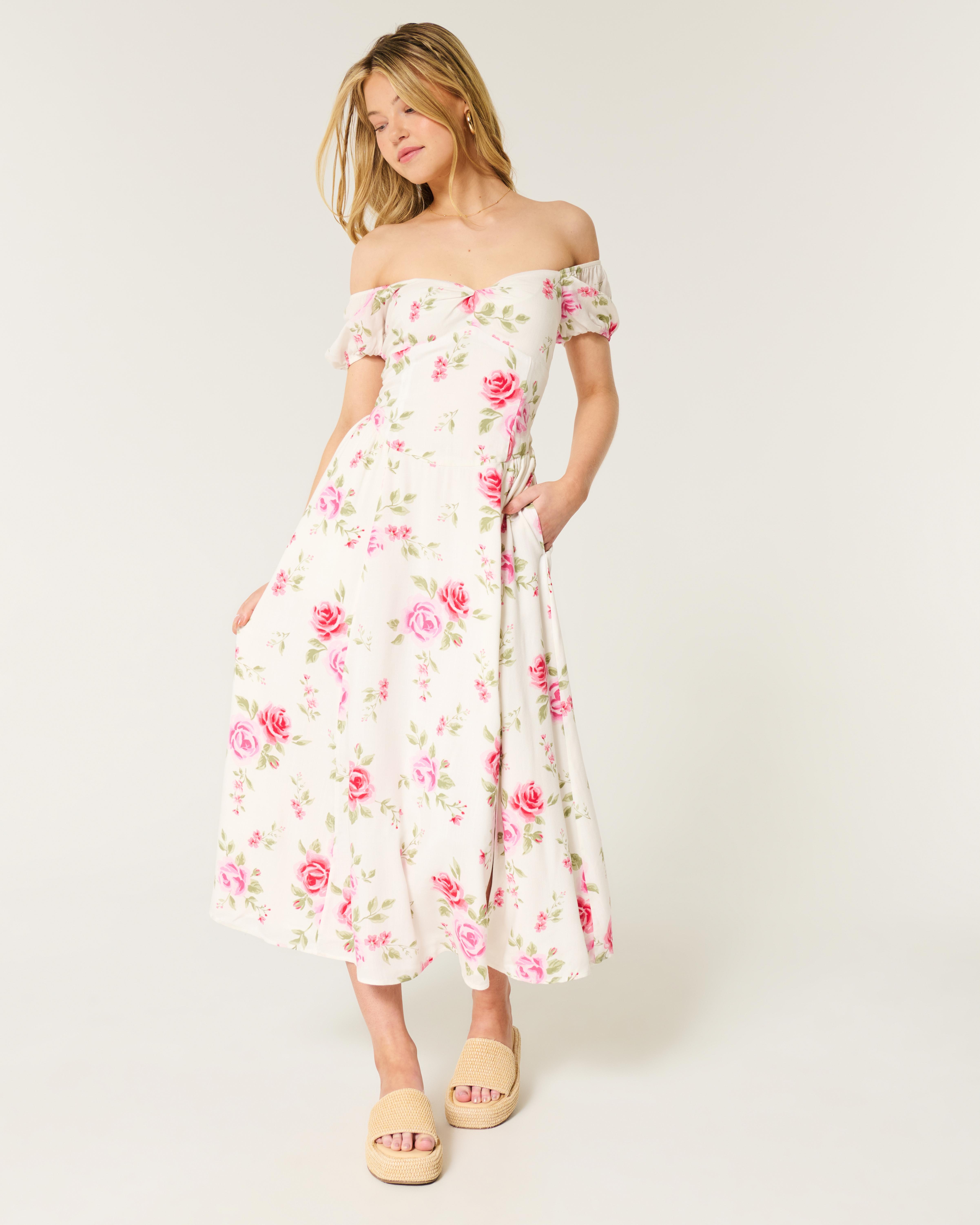 hollister white off the shoulder dress Hollister Strapless Twist Bust Maxi Dress at Mall of America in Bloomington, MN