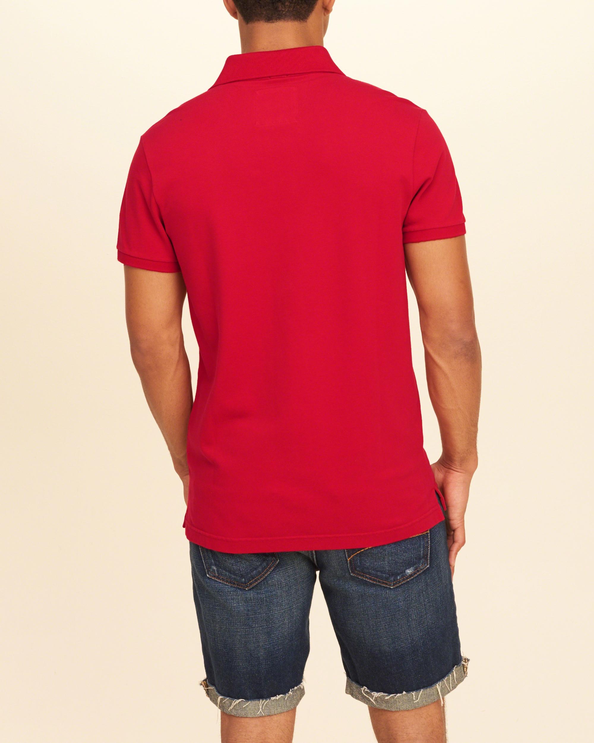 Lyst Hollister Pique Icon Polo in Red for Men