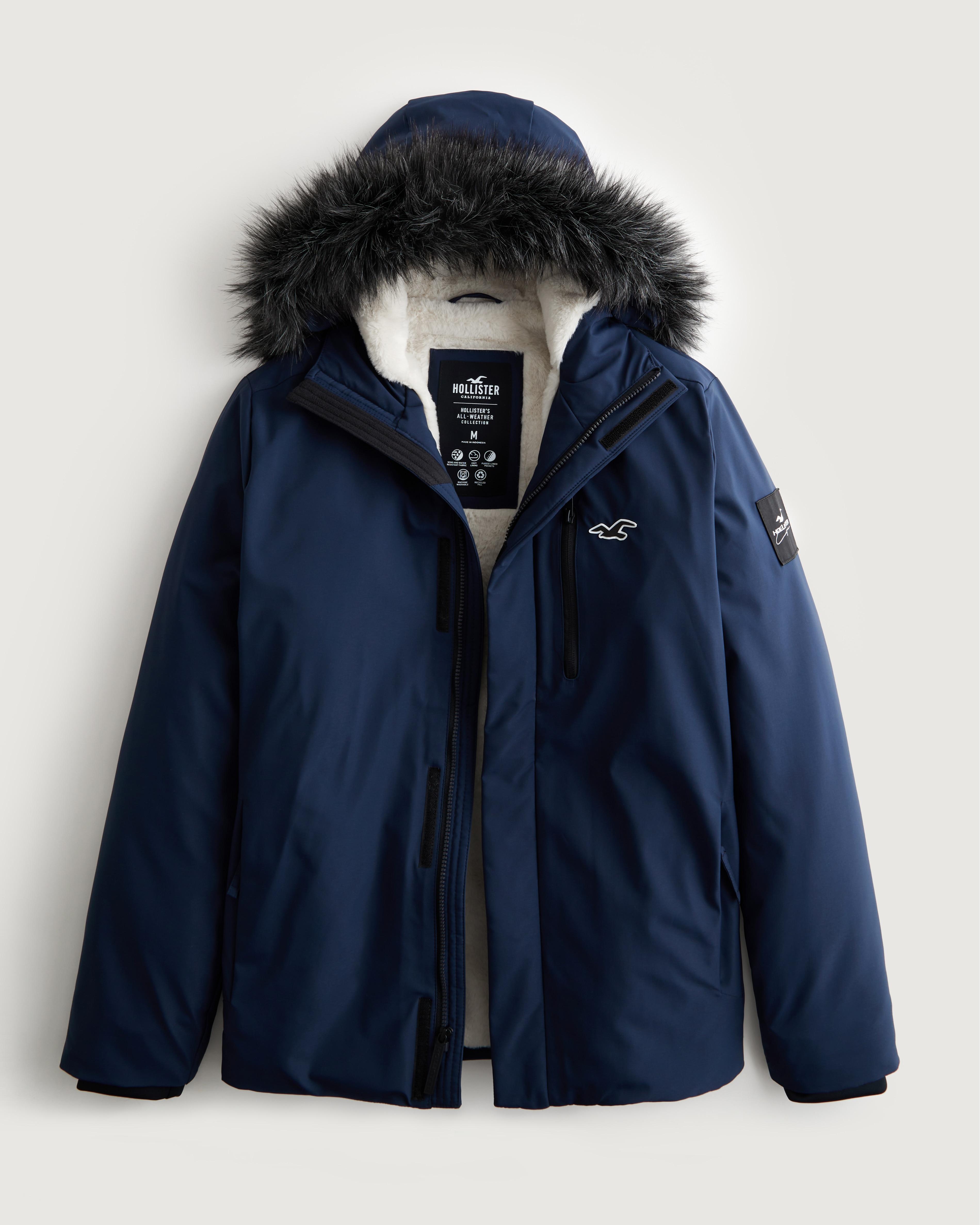 Hollister Faux Furlined Allweather Winter Jacket in Blue for Men