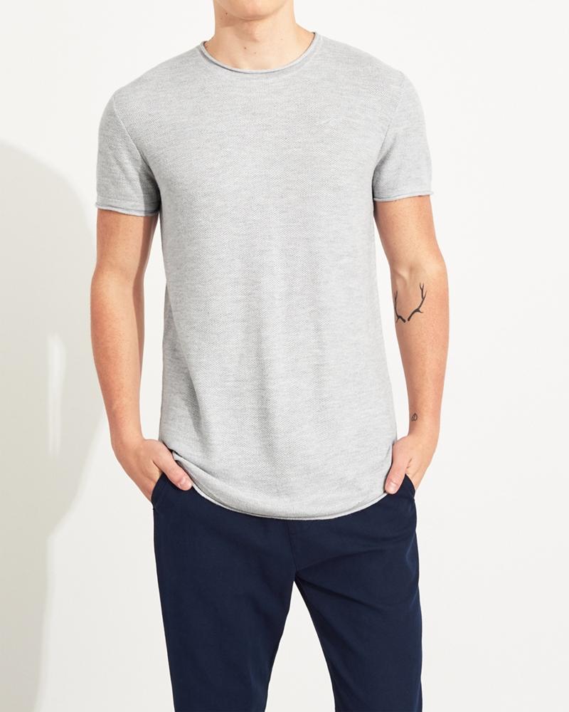 Hollister Textured Knit T-shirt in Grey for Men | Lyst UK