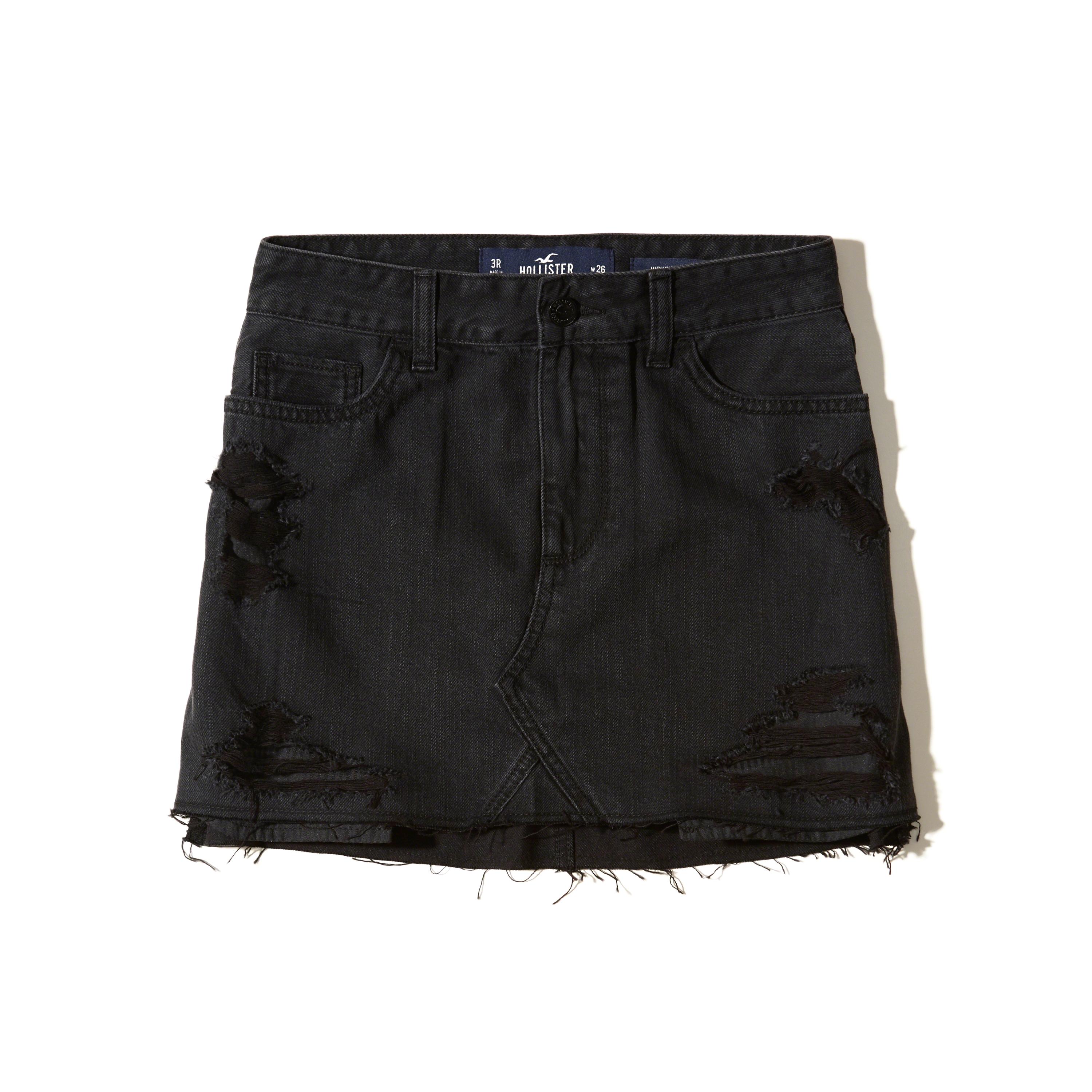Hollister Highrise Denim Skirt in Black Lyst