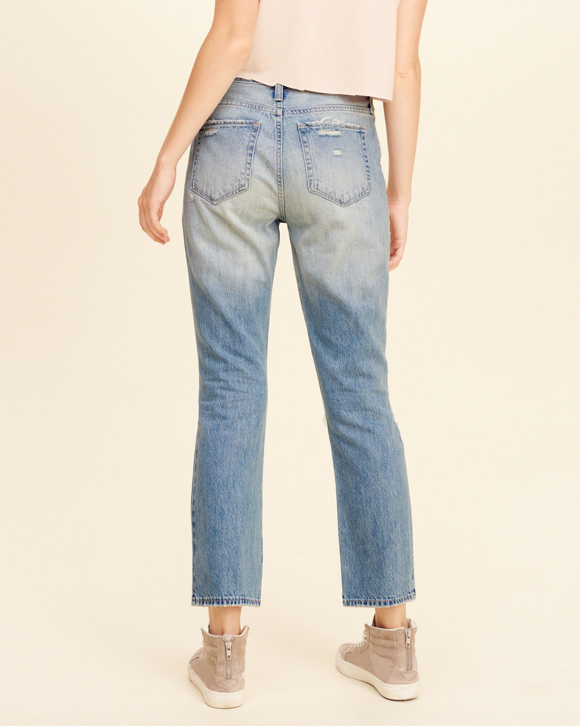 Lyst Hollister Highrise Vintage Straight Jeans in Blue