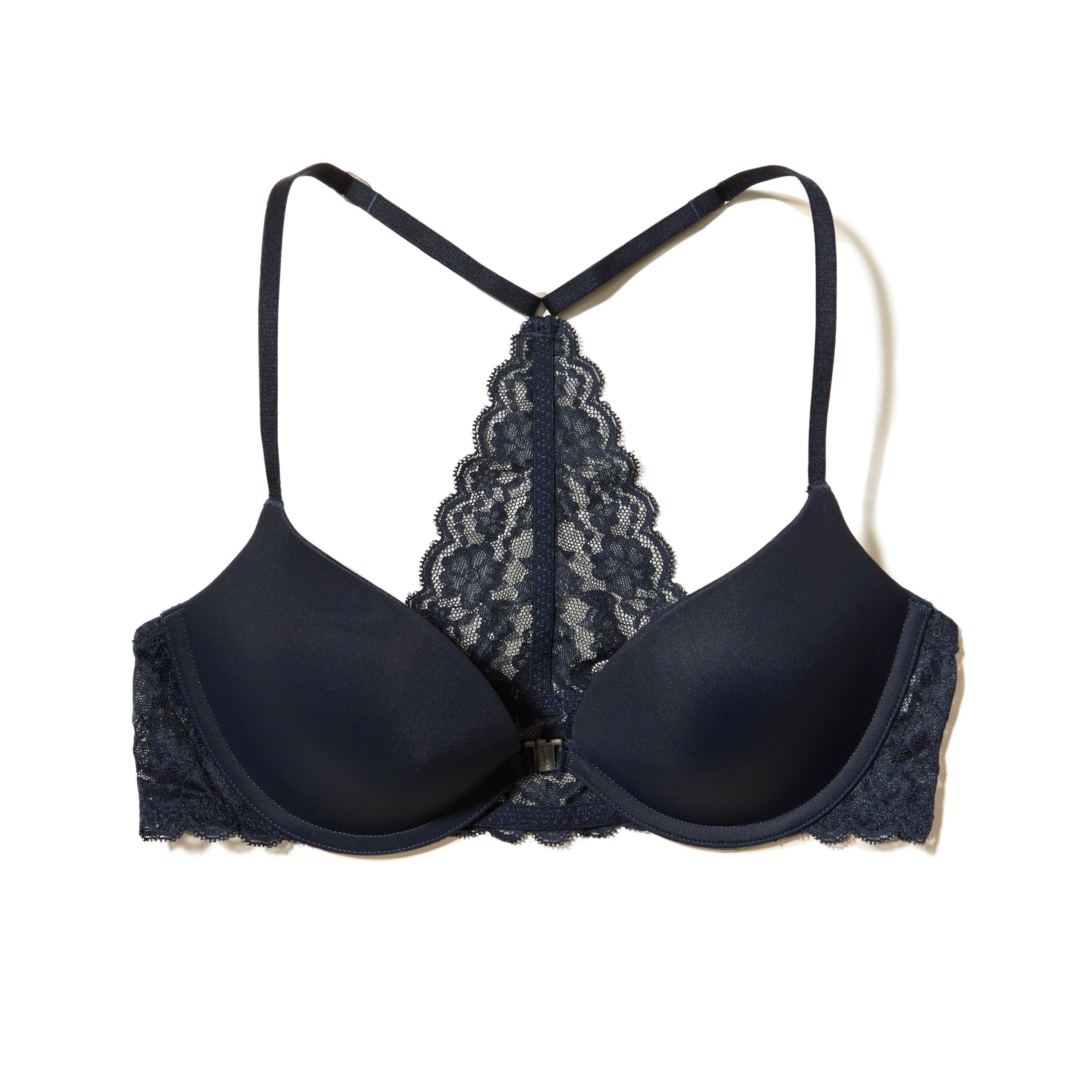 Lyst Hollister Pushup Plunge Lace Racerback Bra in Blue