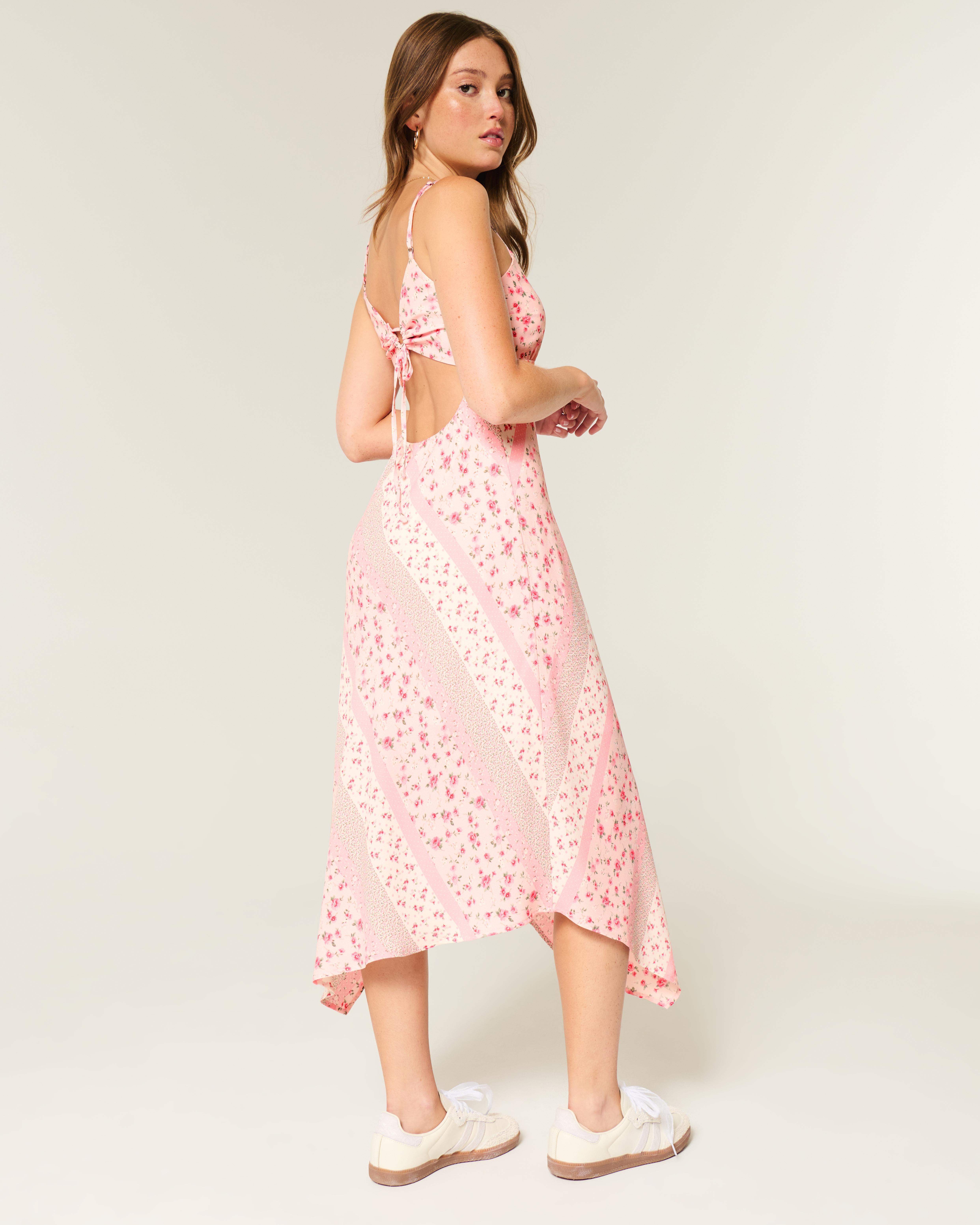 Hollister Asymmetrical Hem Midi Dress in Pink | Lyst UK