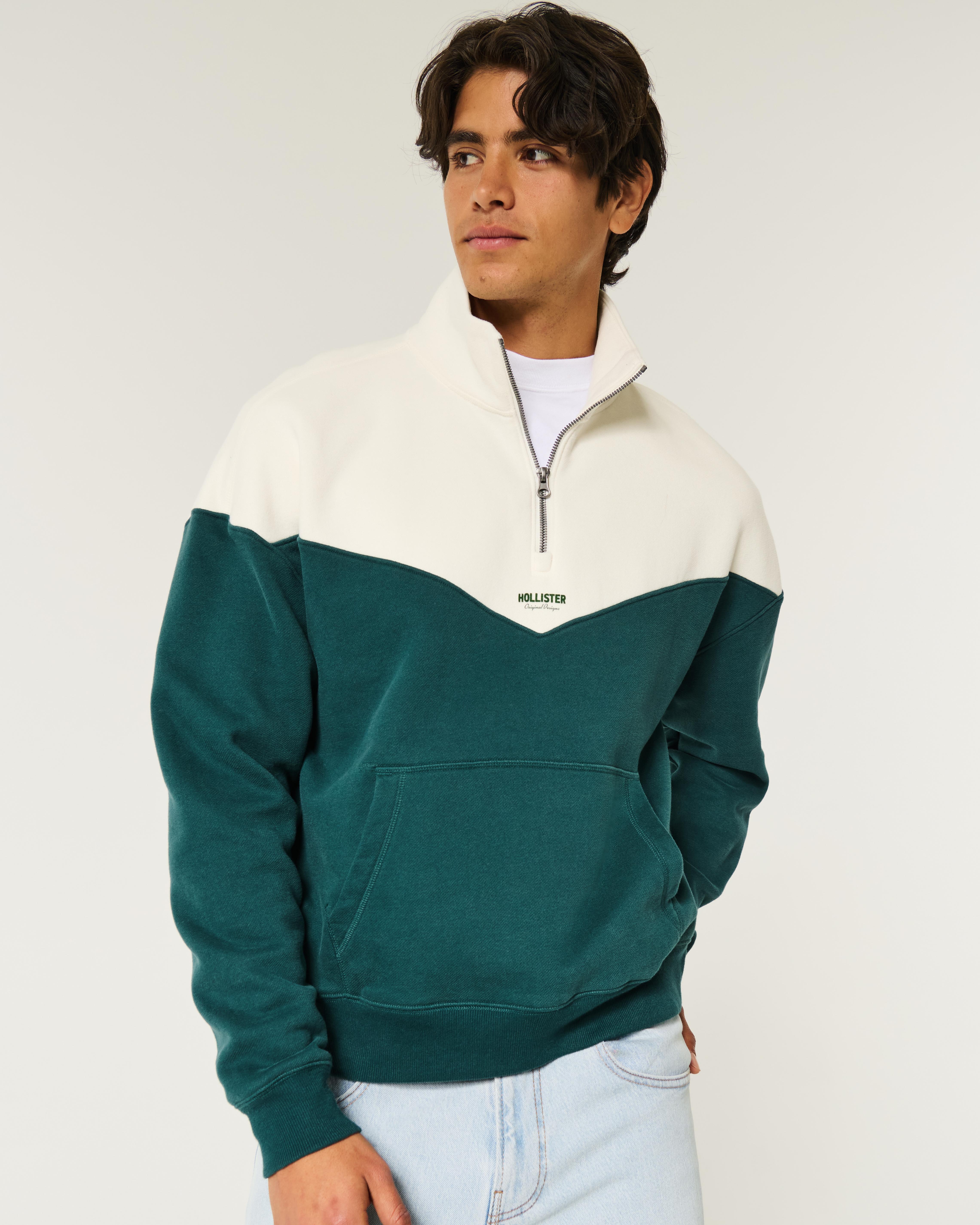 Hollister Boxy Logo Half-zip Sweatshirt in Green for Men Lyst UK