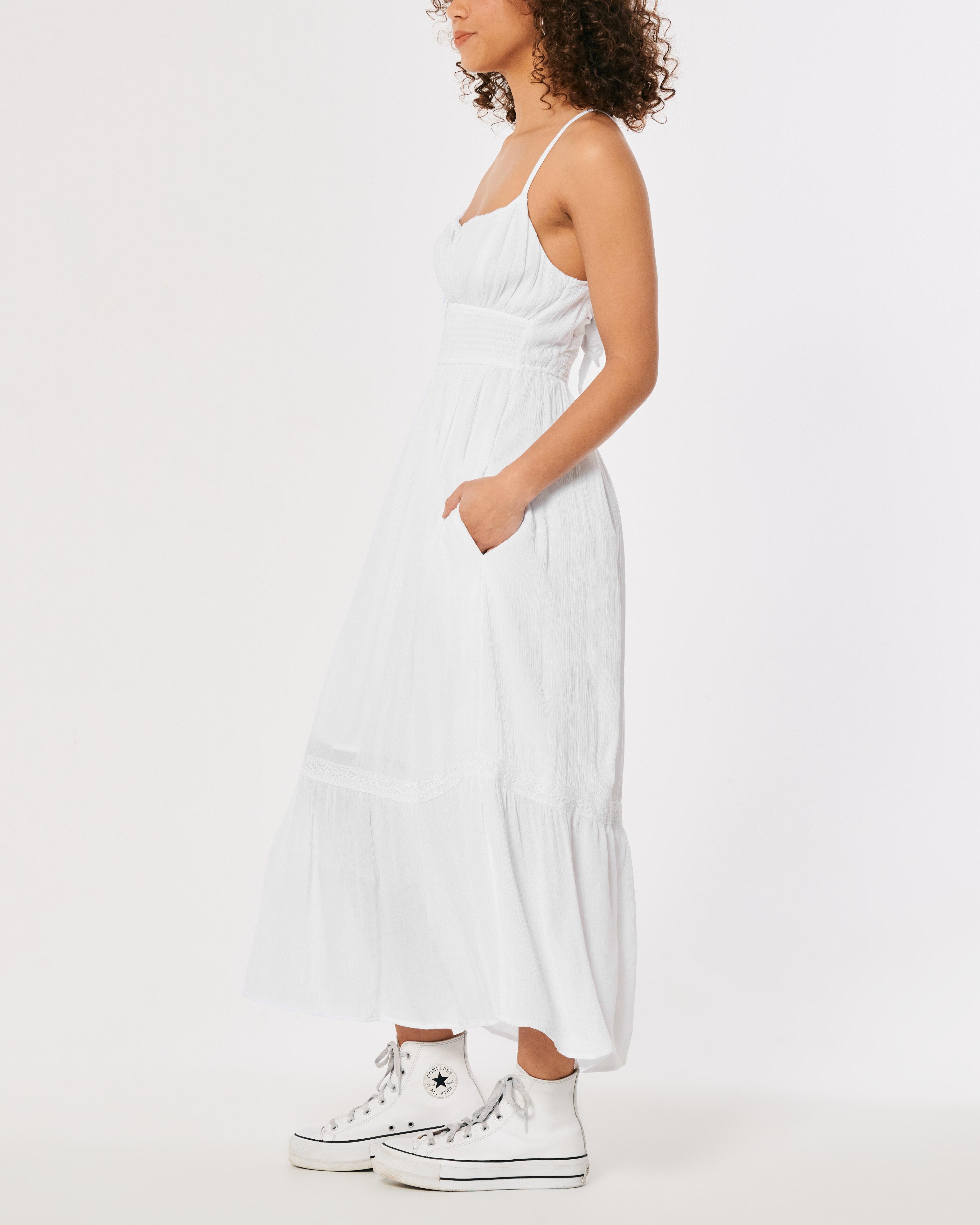knee length dresses for ladies AUDREY White Midi Dress With Back Tie | Women's | Sizes S-XL main image 1