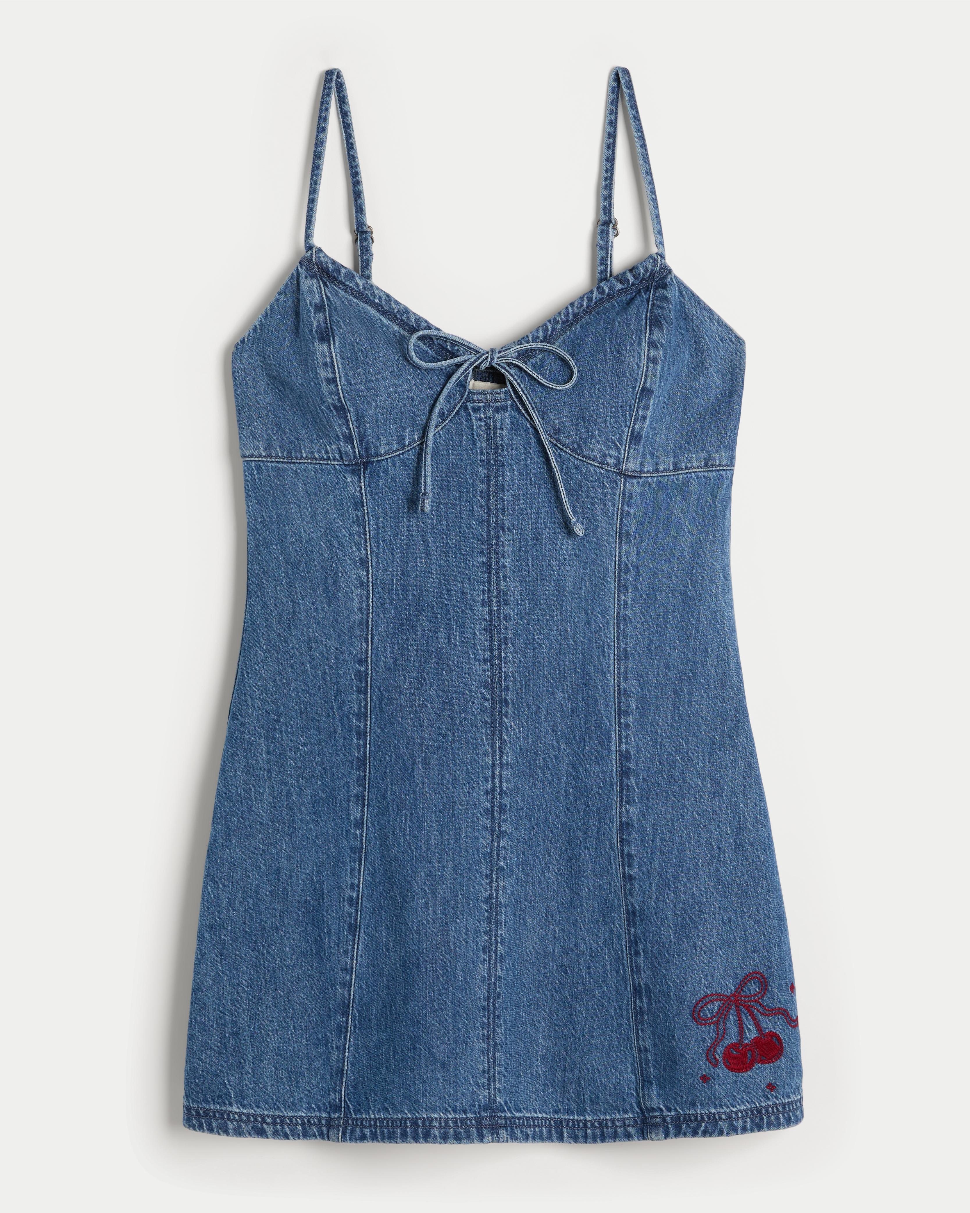 Hollister Denim Cherry Graphic Mini Dress in Blue Lyst UK