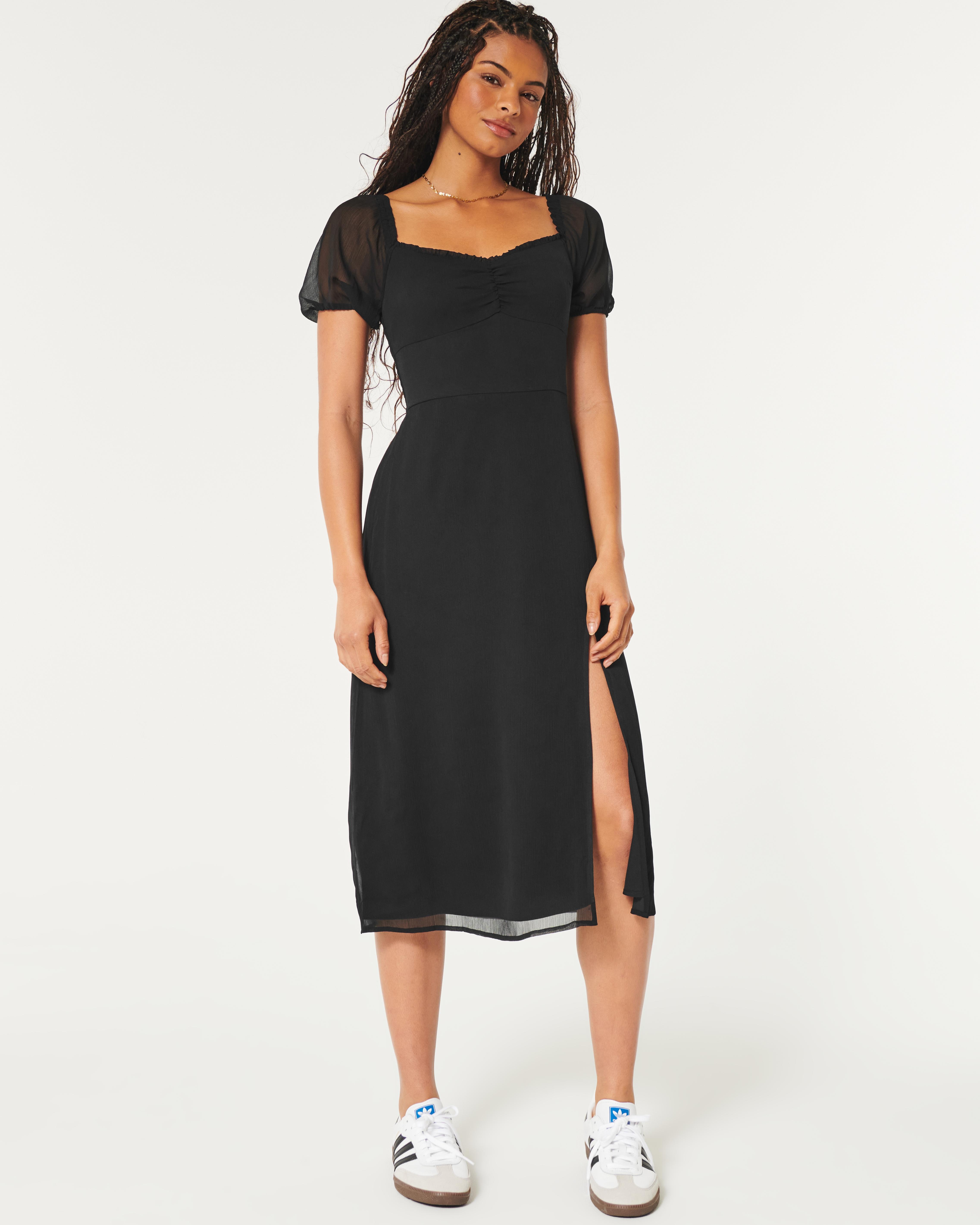 Hollister Short-sleeve Midi Dress in Black | Lyst UK Hollister Short-sleeve Midi Dress in Black | Lyst UK