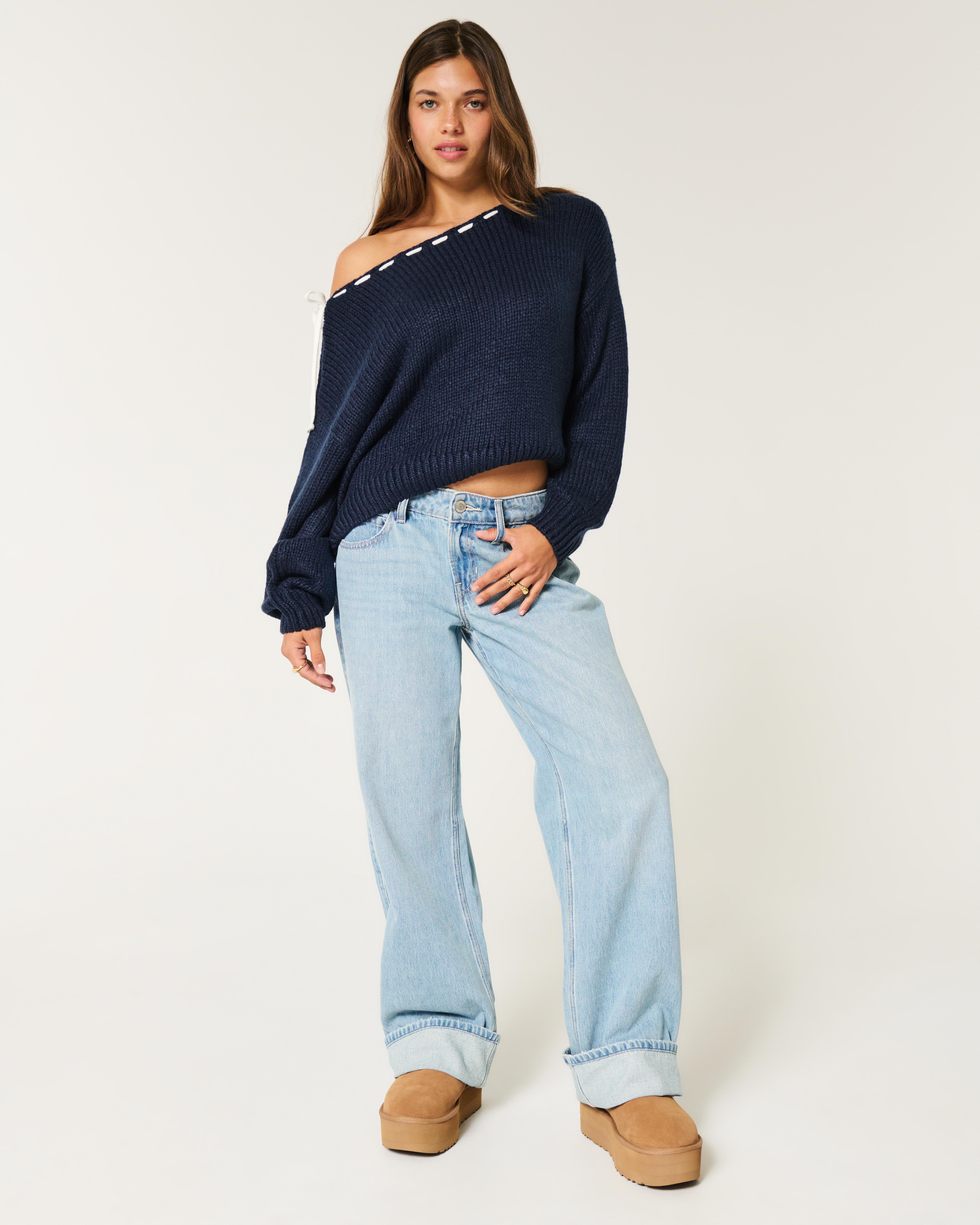 Hollister Easy Off-the-shoulder Sweater in Blue Lyst UK