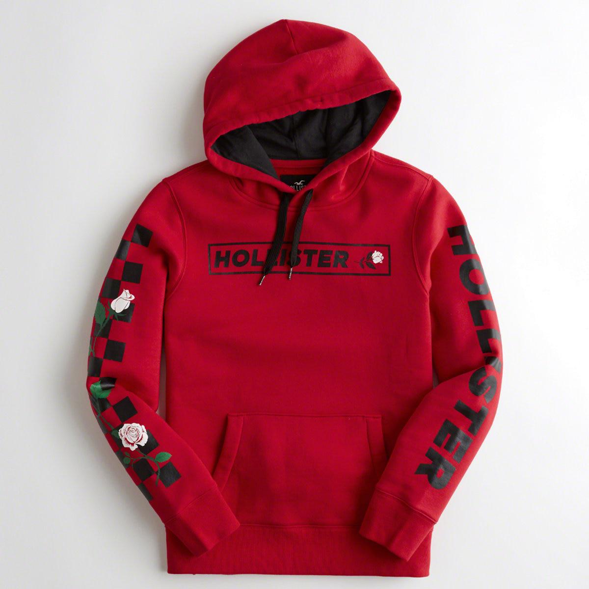 hollister red rose hoodie