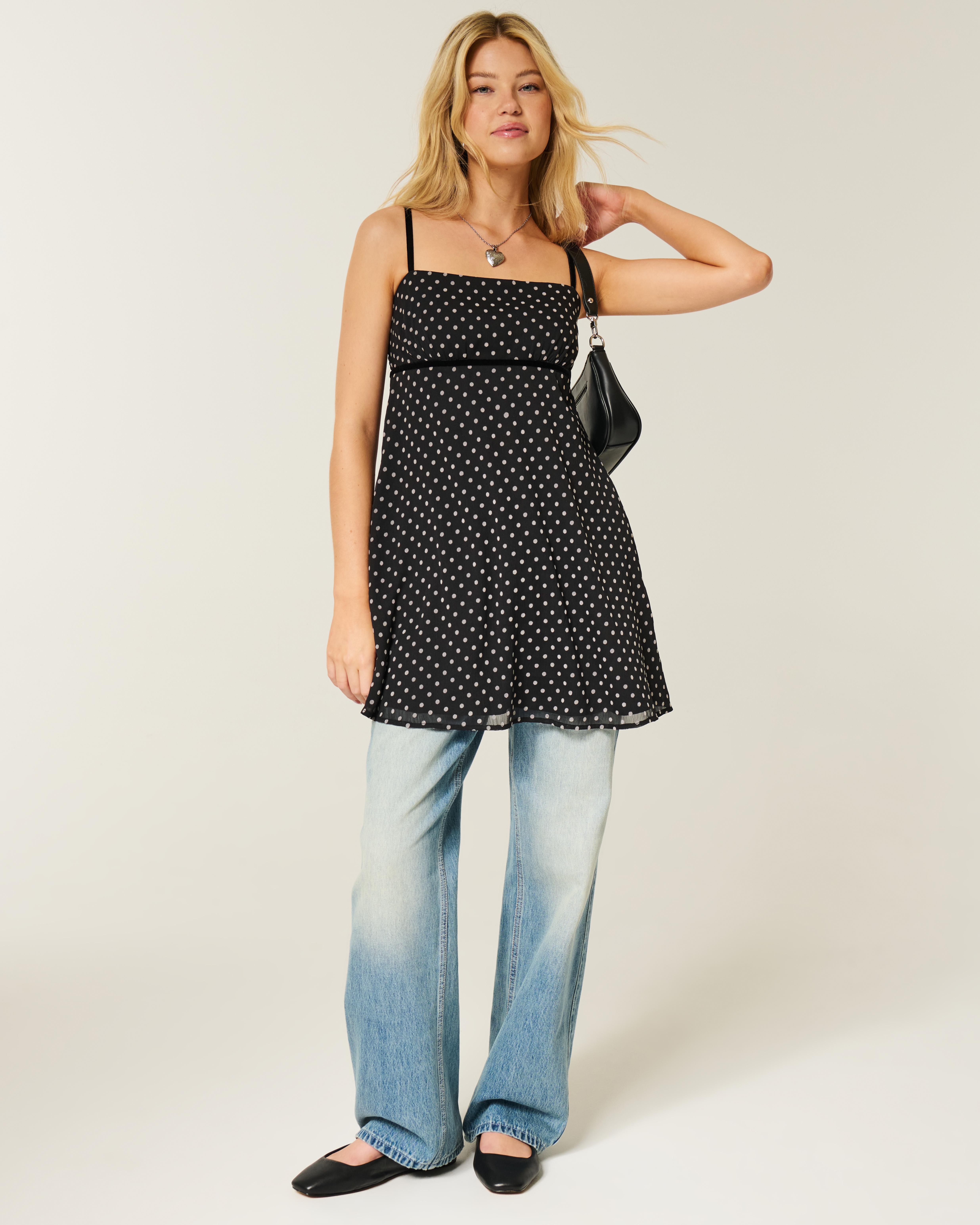 Hollister Chiffon Babydoll Mini Dress in Black