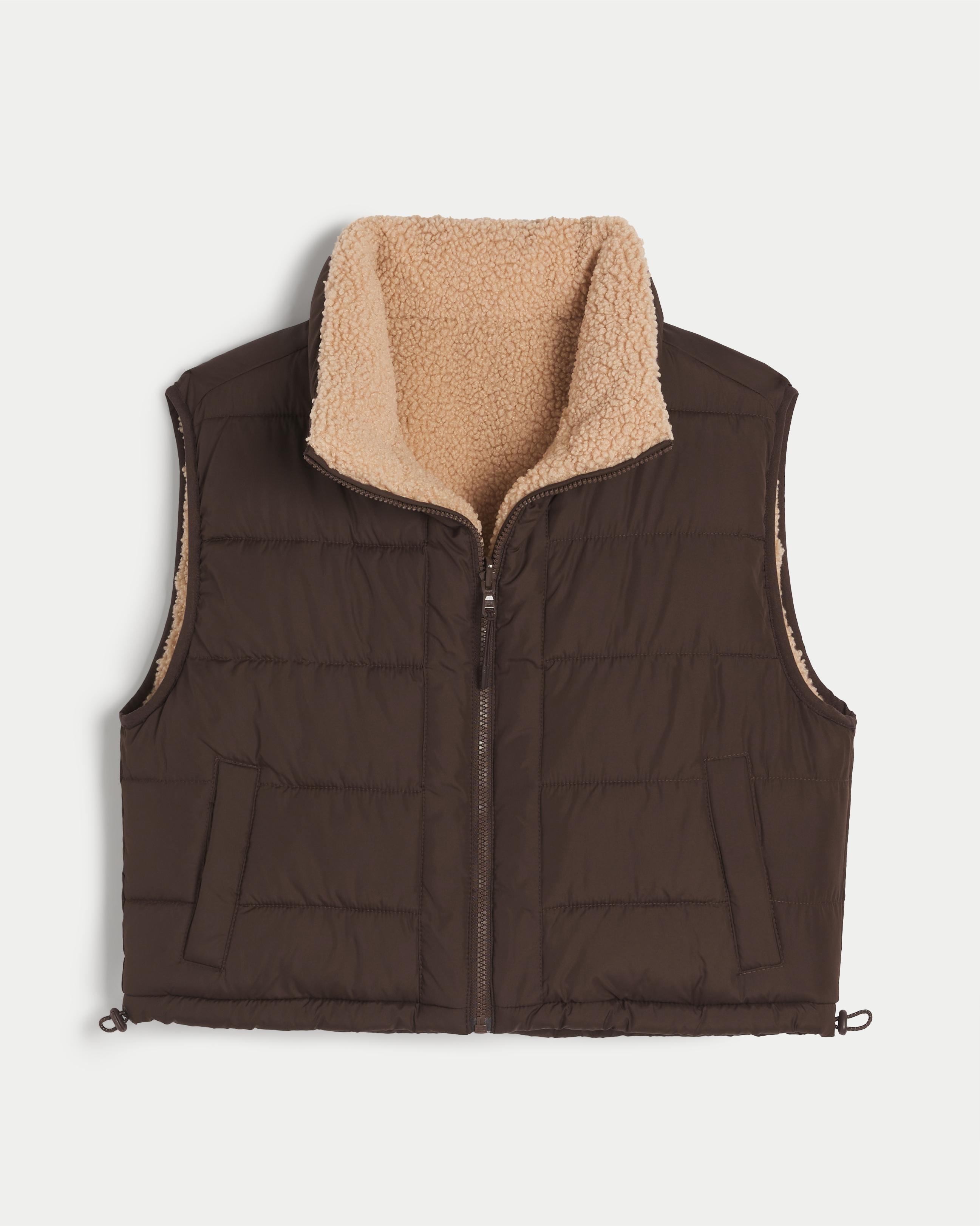 Hollister Gilly Hicks Sherpa-lined Reversible Vest in Brown