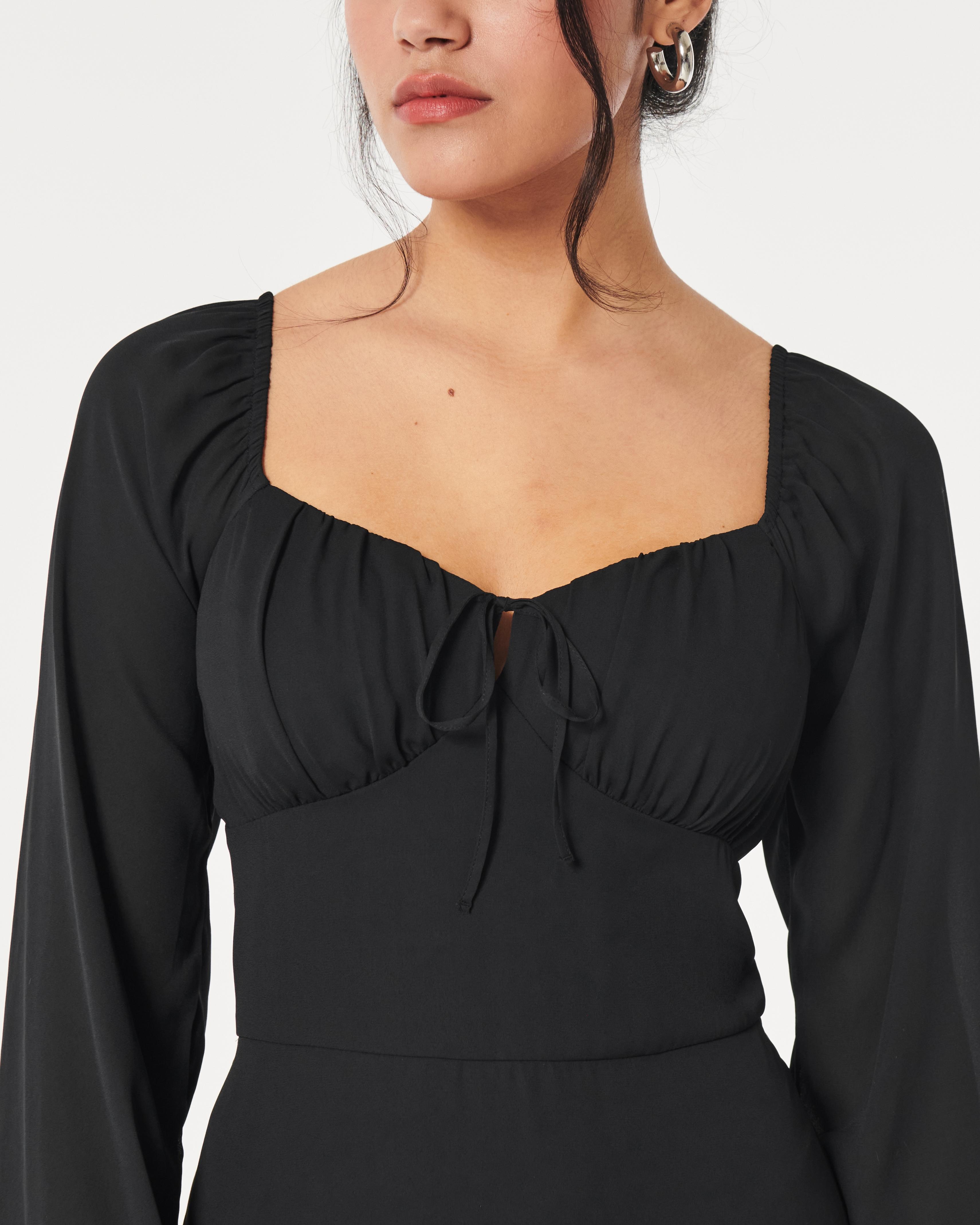 Hollister Long-sleeve Midi Dress in Black Lyst UK