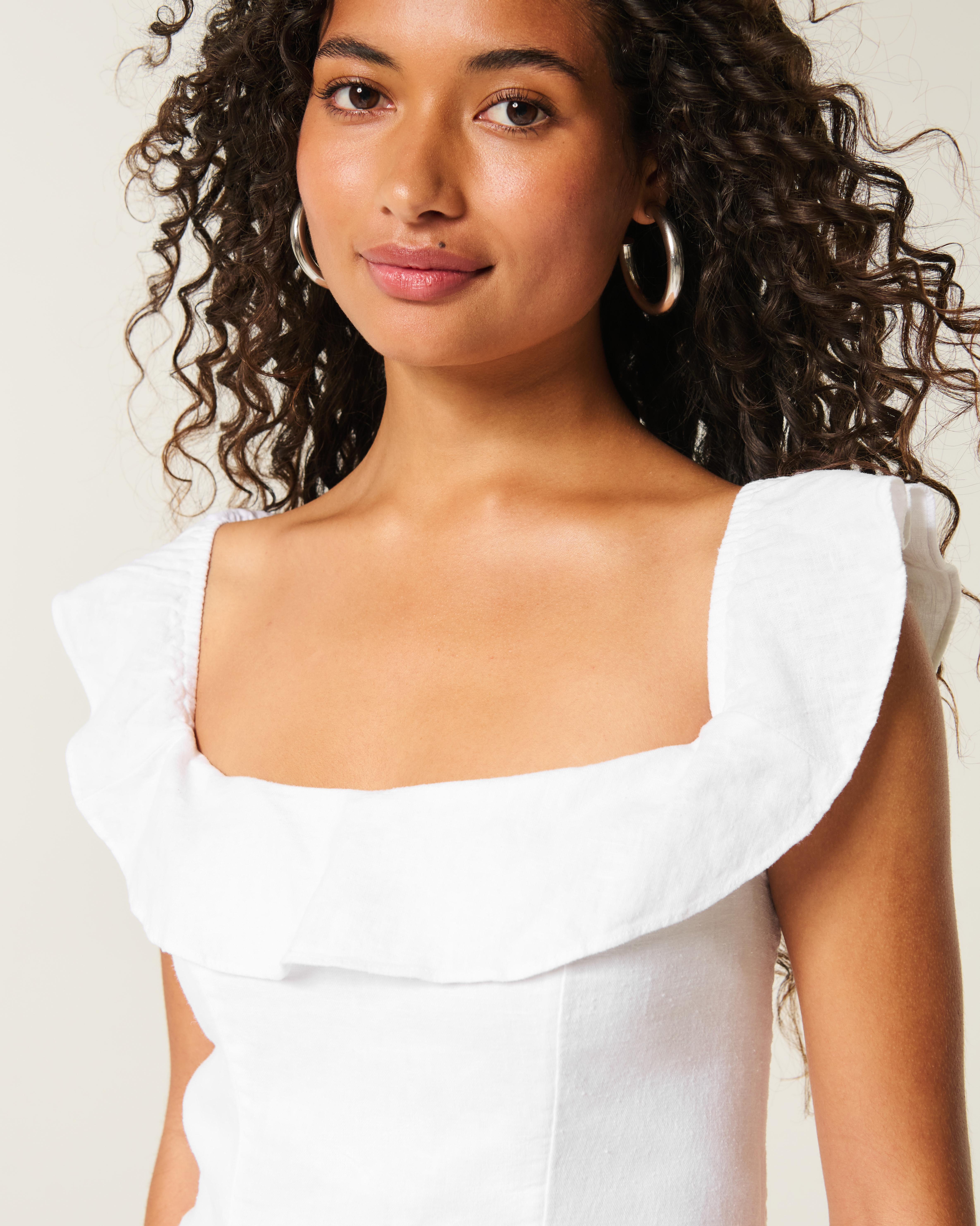 hollister white off the shoulder dress Hollister Strapless Twist Bust Maxi Dress at Mall of America in Bloomington, MN