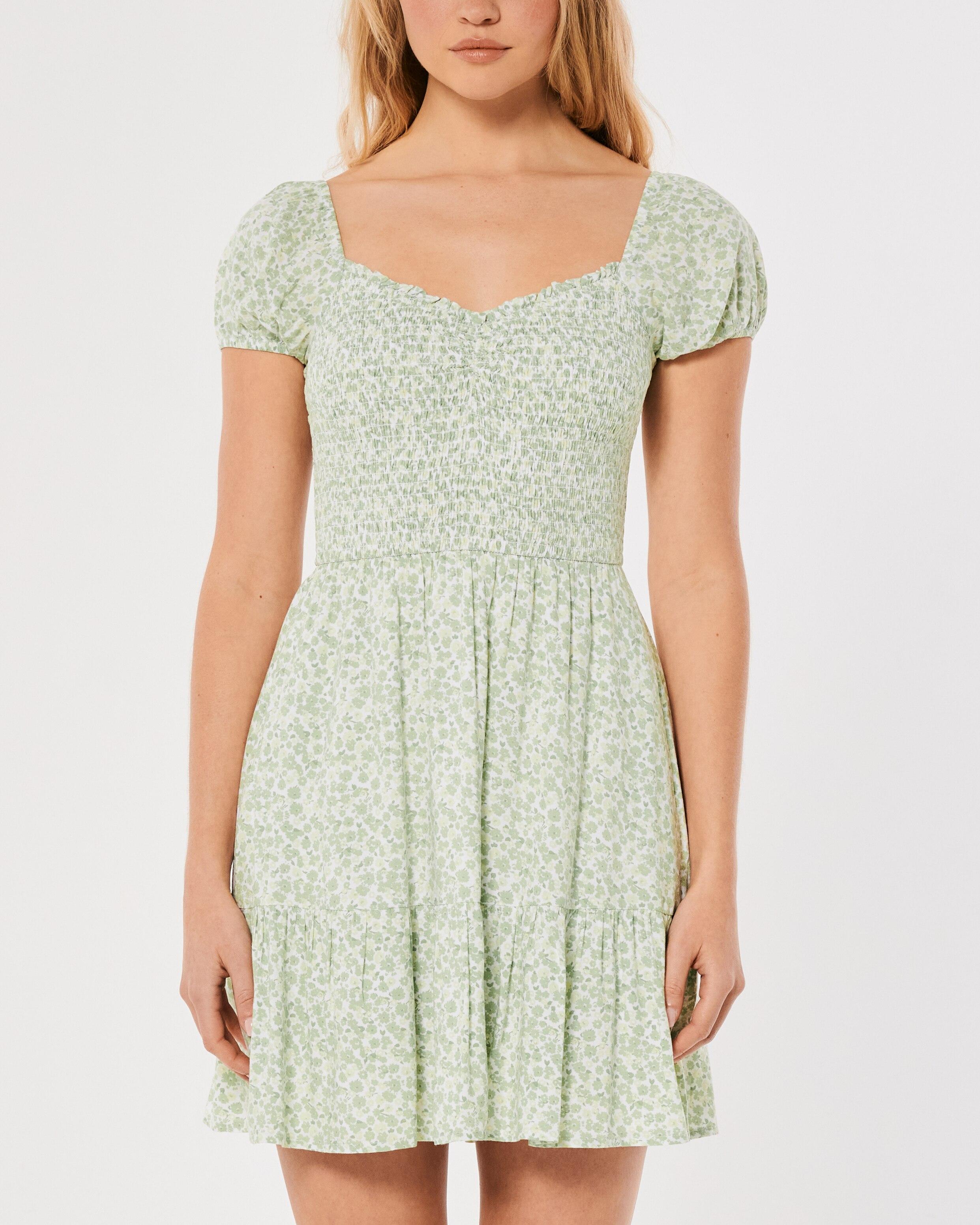 Hollister Short-sleeve Smocked Bodice Mini Dress Lyst UK