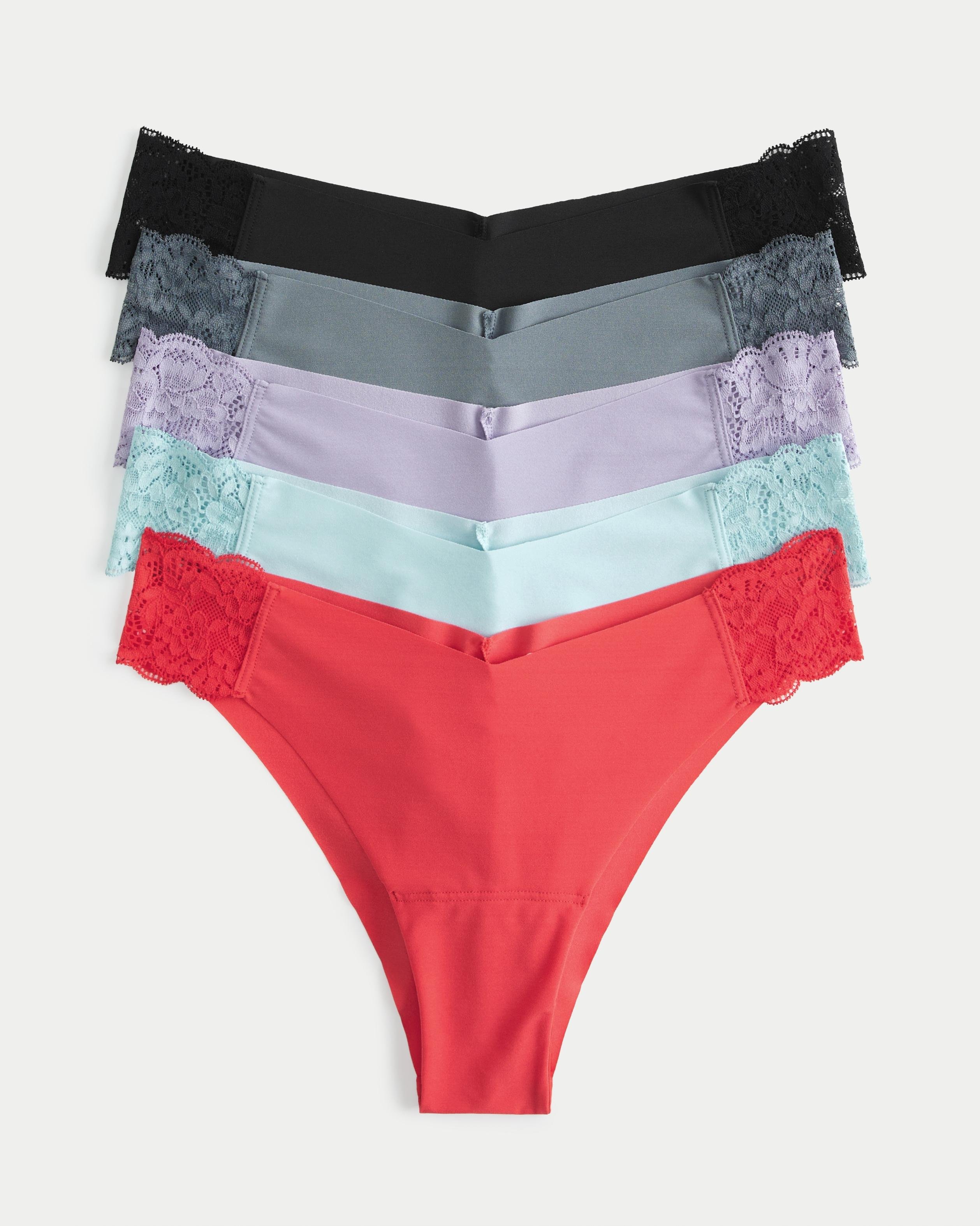 Hollister Gilly Hicks Lace-side No-show Cheeky Underwear 5-pack in Red