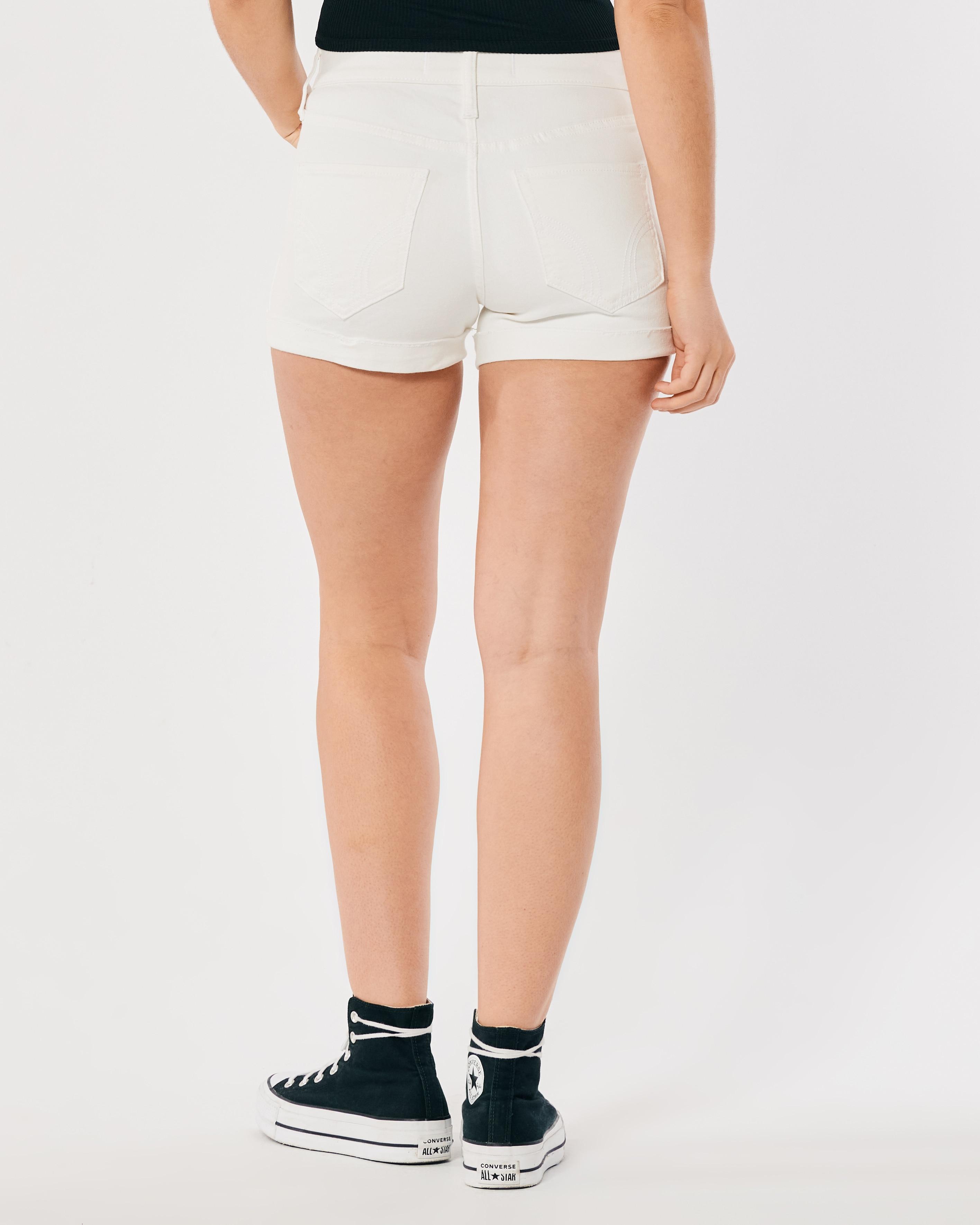 Hollister High-rise Ripped White Denim Shorts 3" | Lyst UK