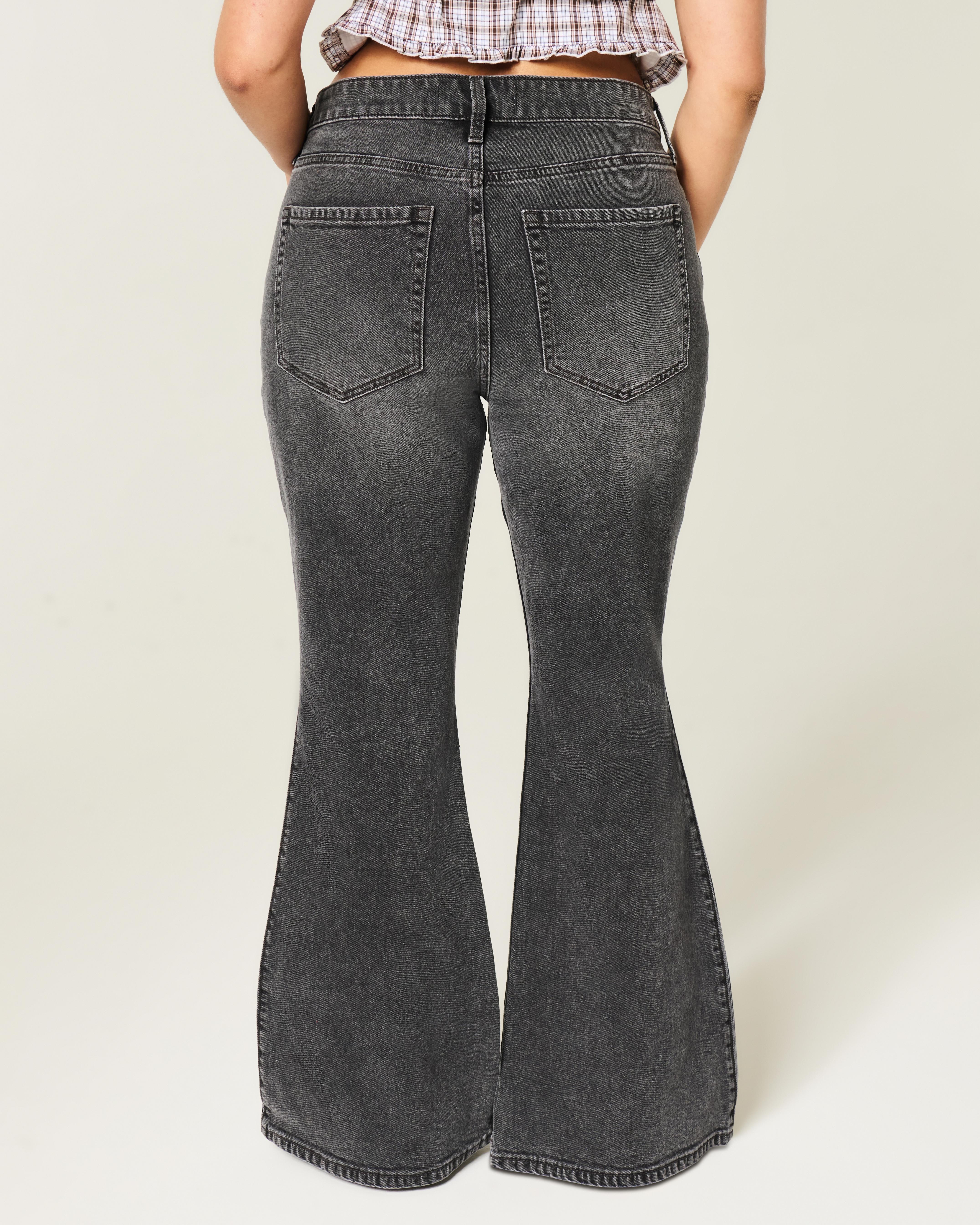 Hollister Curvy High-rise Washed Black Flare Jeans Lyst UK