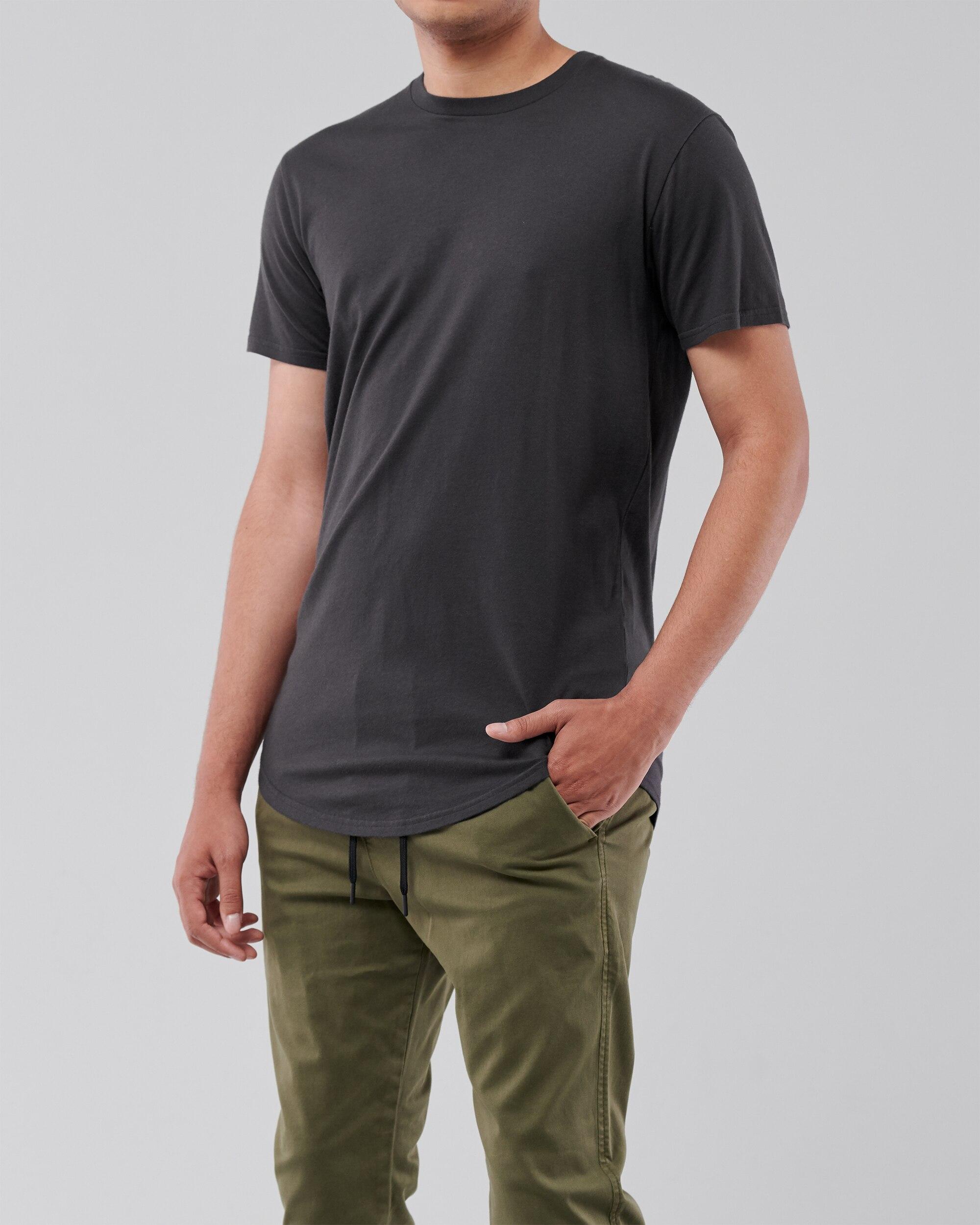 Hollister Longline Curved Hem T shirt in Black for Men Lyst UK