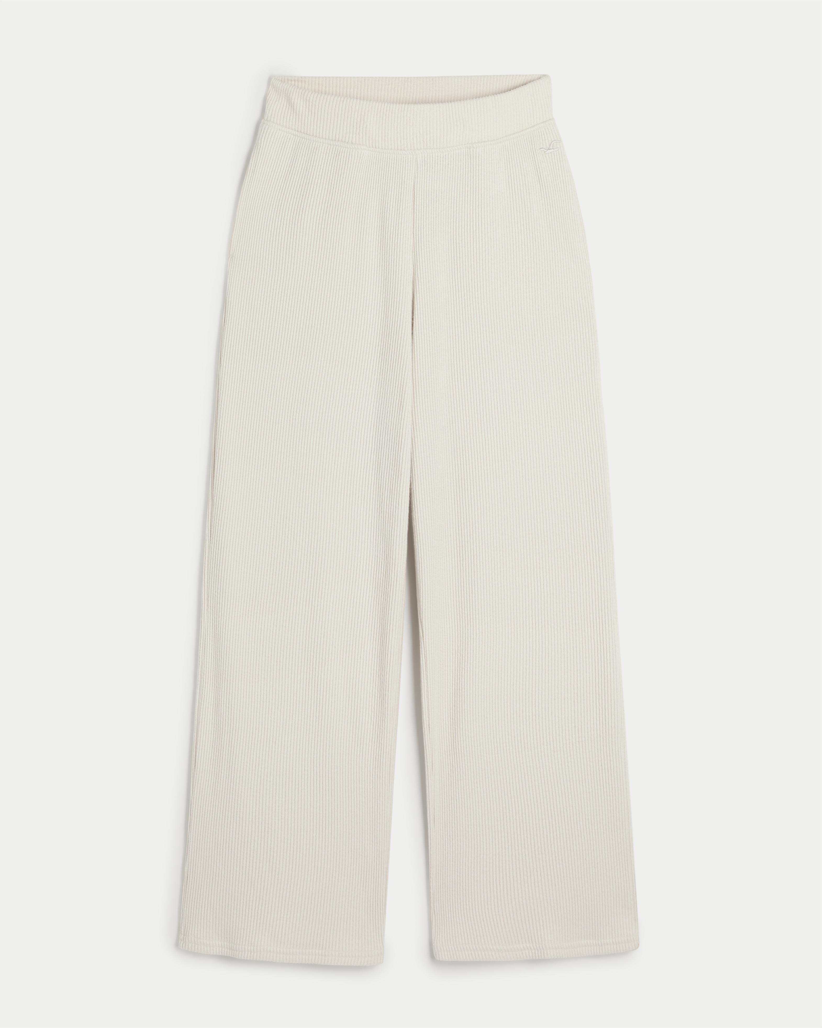Ribbed white pants sales